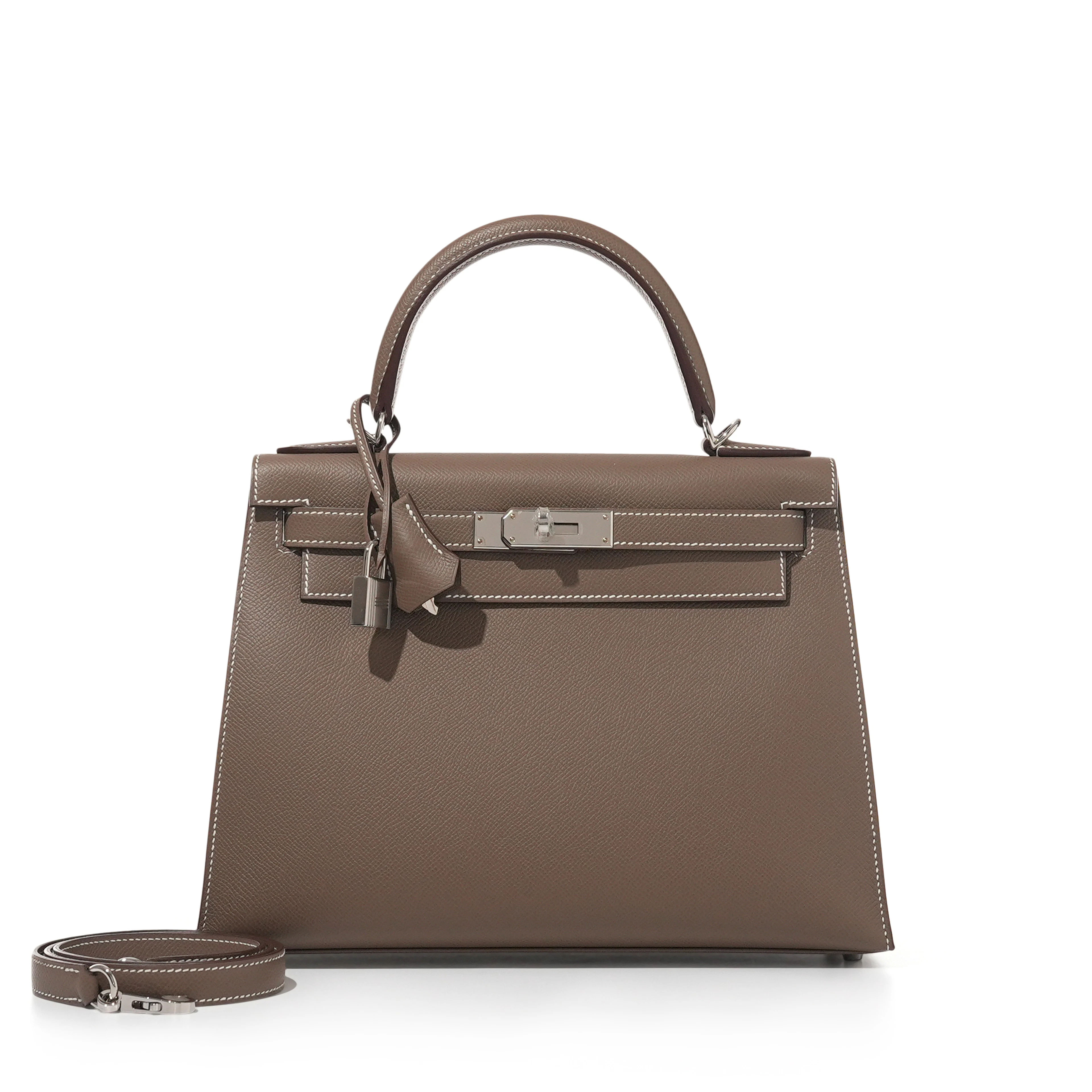Etoupe Epsom Sellier Kelly 28 Palladium Hardware