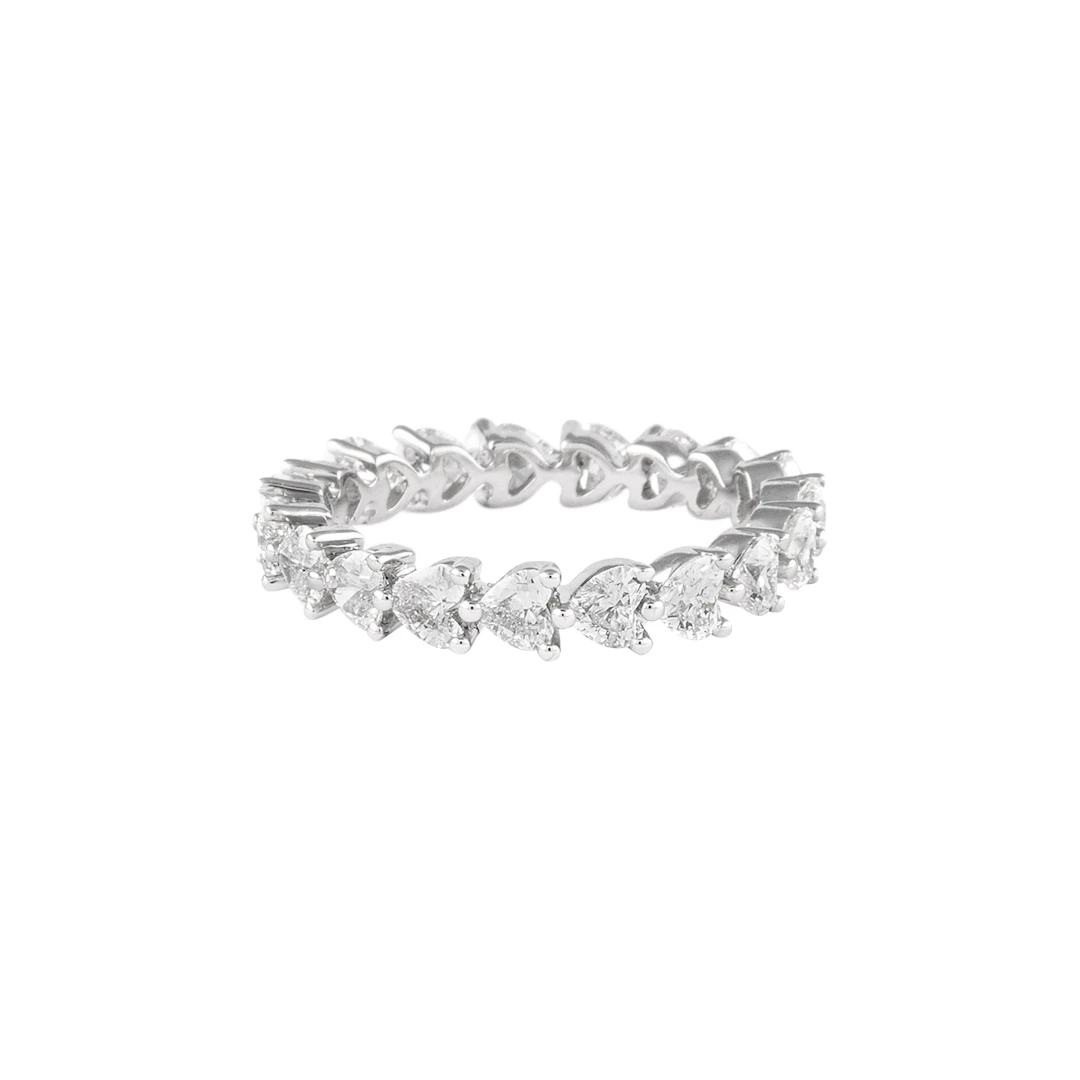 Platinum and 2.15ctw Heart Shape Diamond Eternity Band Ring