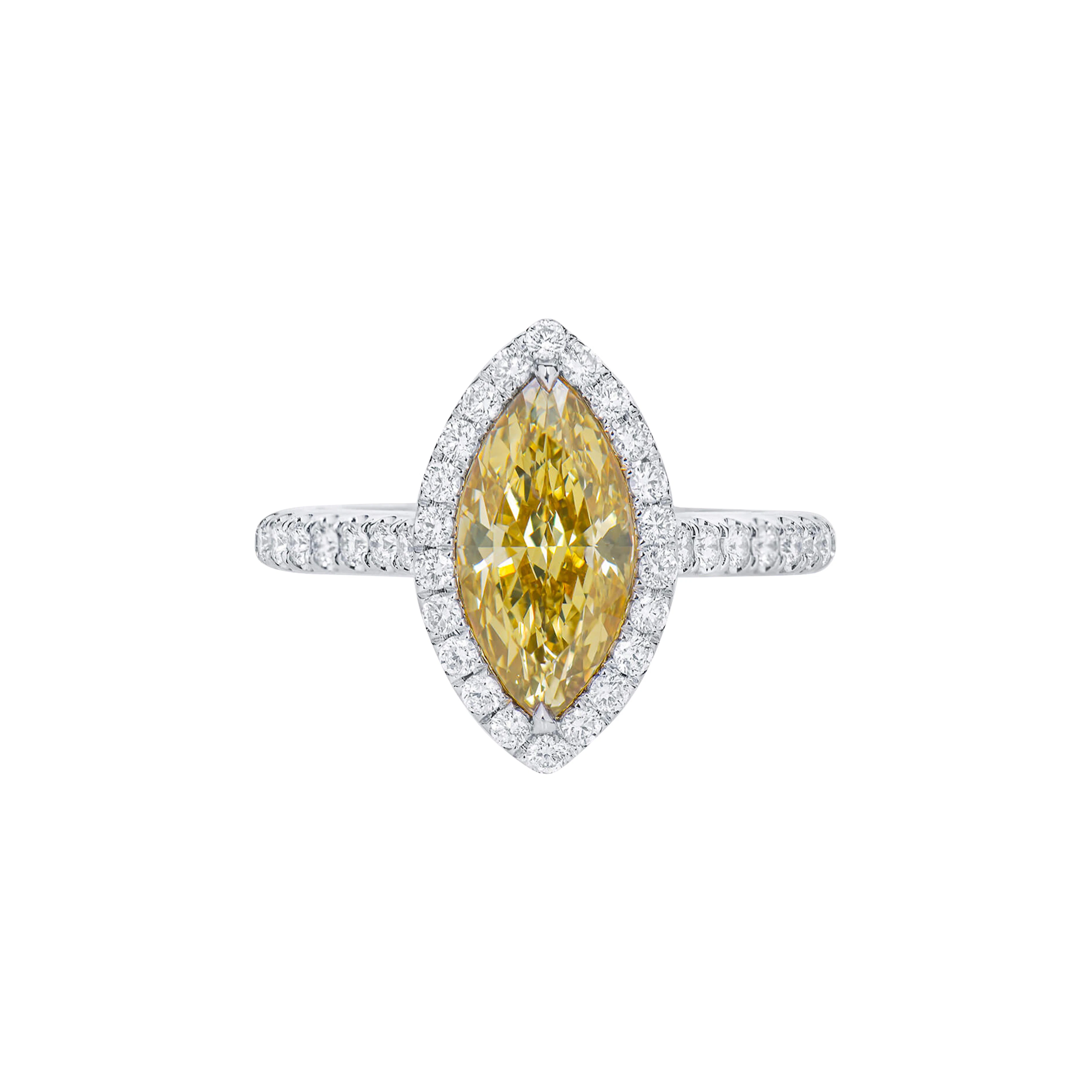 White Gold, 2.03ct Marquise Cut Fancy Brownish Yellow Diamond and