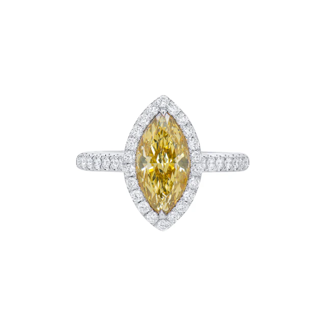 White Gold, 2.03ct Marquise Cut Fancy Brownish Yellow Diamond and