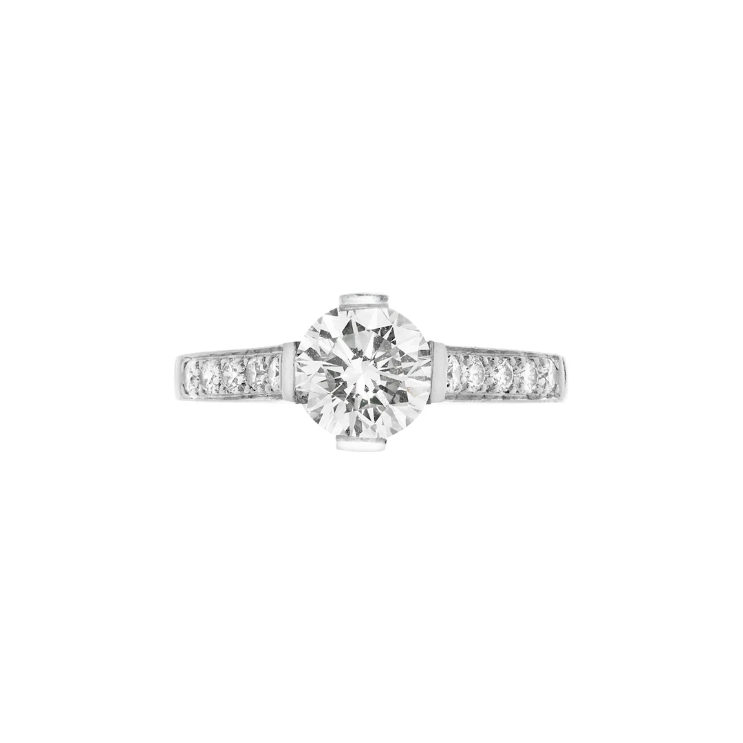 Platinum and 1.19ct Round Brilliant Cut Diamond Engagement Ring