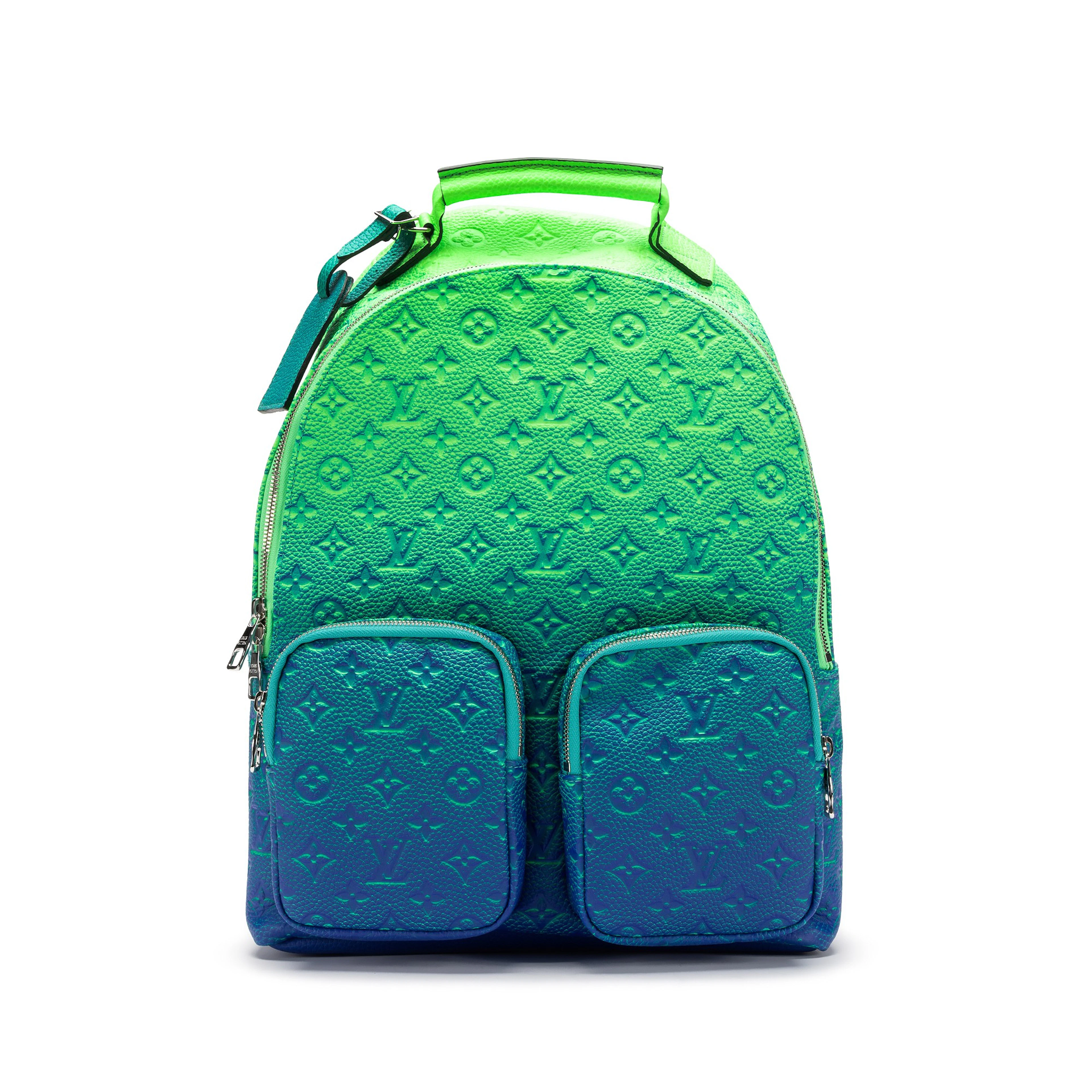 Virgil Abloh Blue and Neon Green Gradient Illusion Taurillon Multipocket