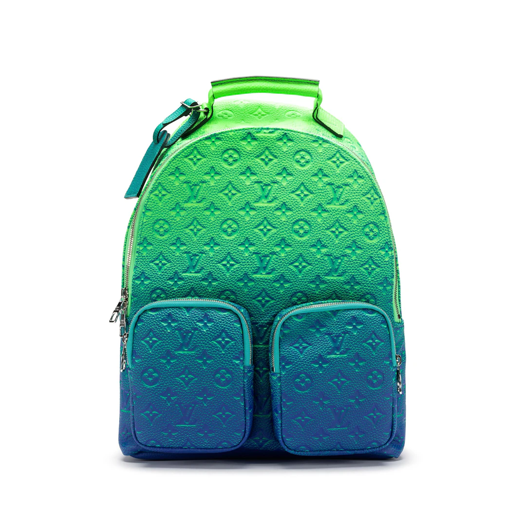 Virgil Abloh Blue and Neon Green Gradient Illusion Taurillon Multipocket