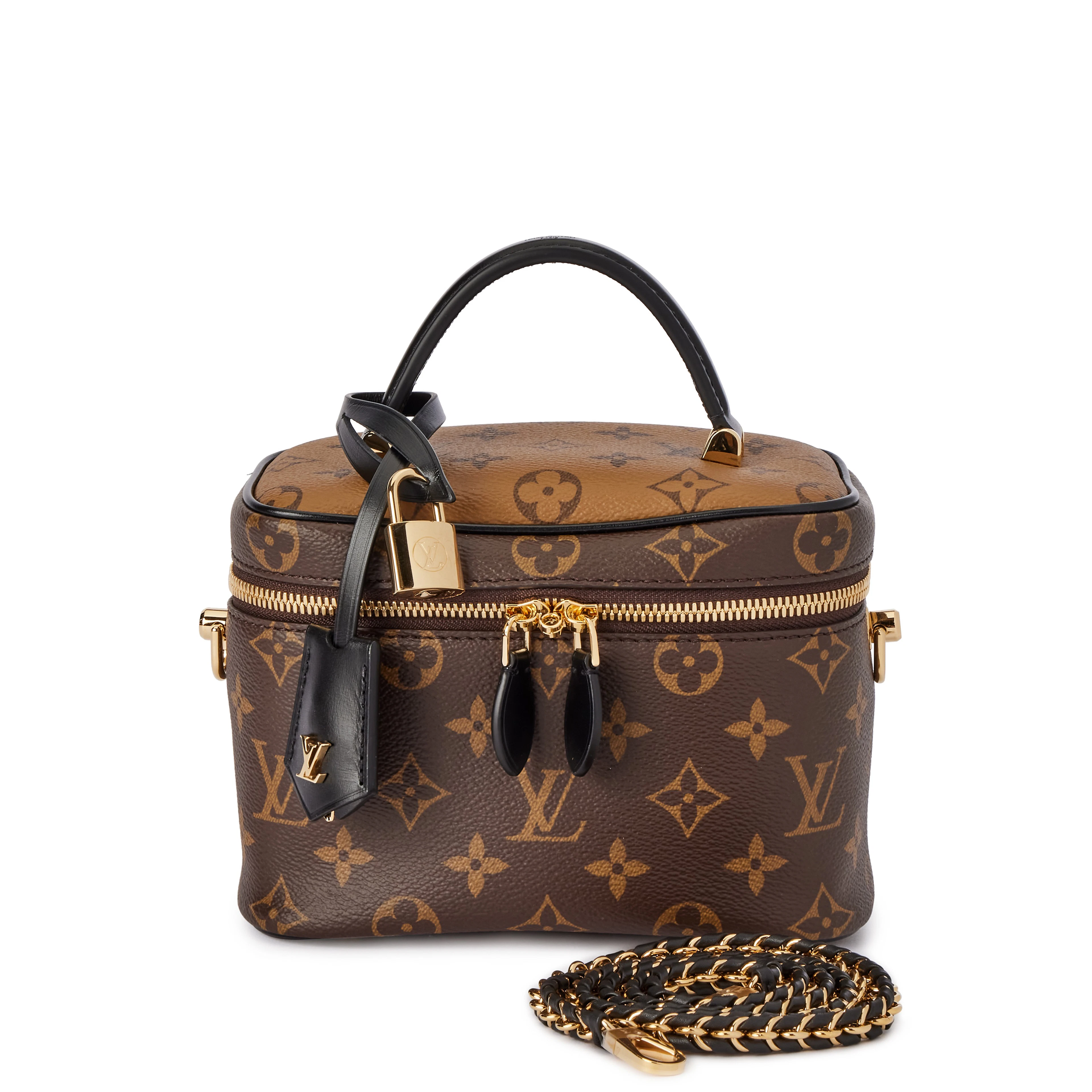 Brown Monogram and Monogram Reverse Coated Canvas Vanity PM Gold Hardware, 2020