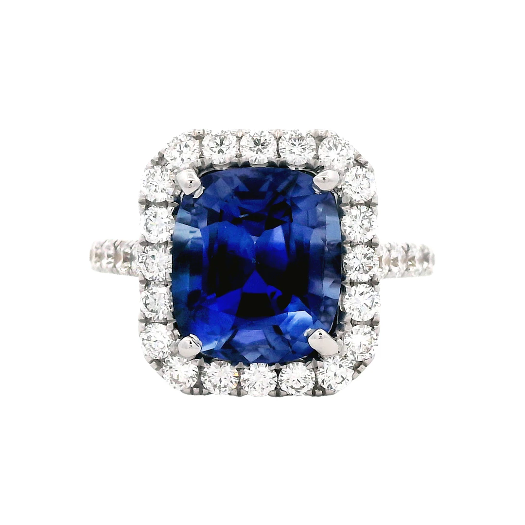 White Gold, 4.46ct Ceylon Sapphire and Diamond Ring