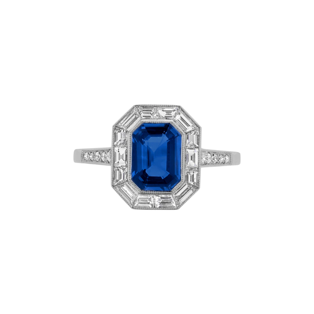 Platinum, 1.55ct Sapphire and Diamond Ring