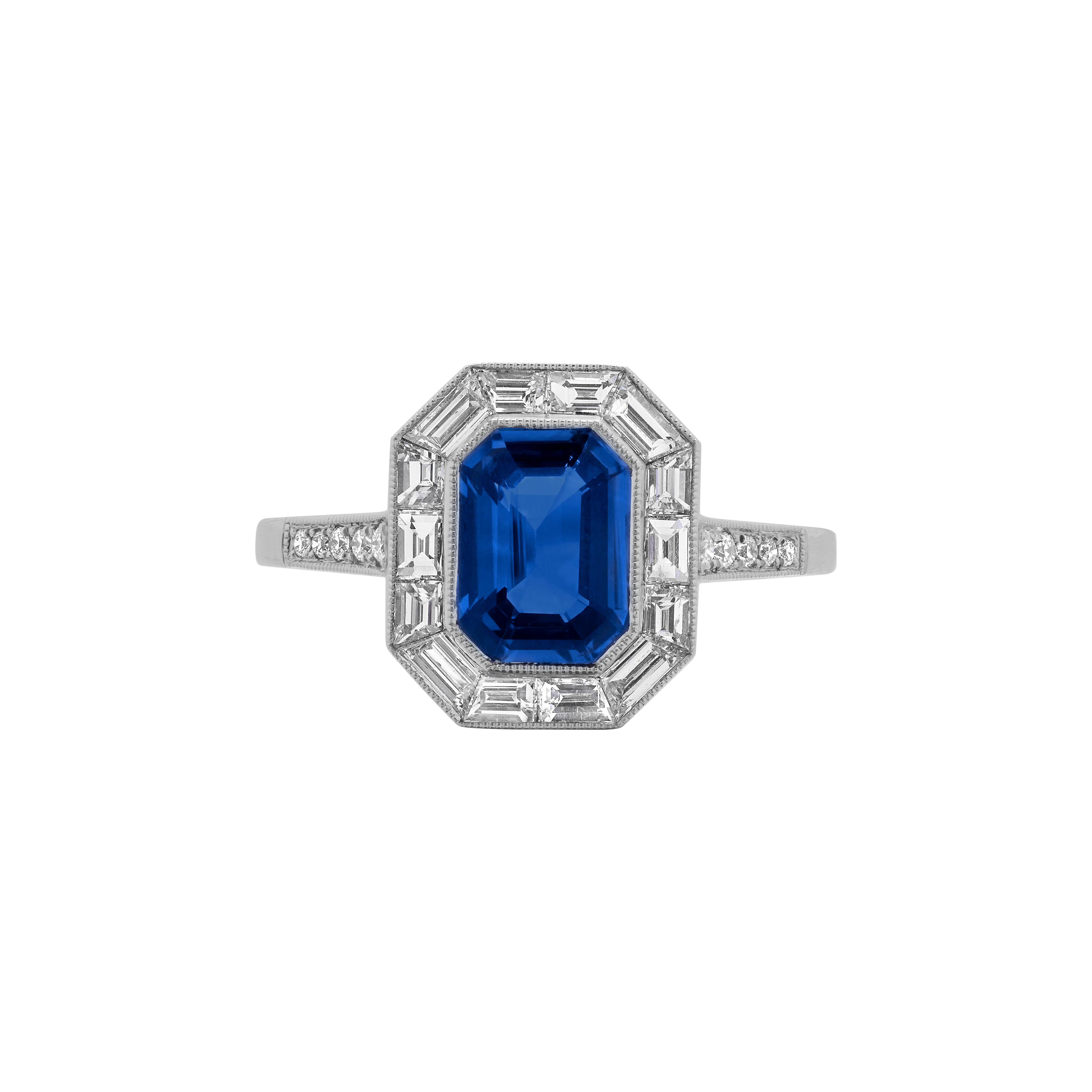 Platinum, 1.55ct Sapphire and Diamond Ring