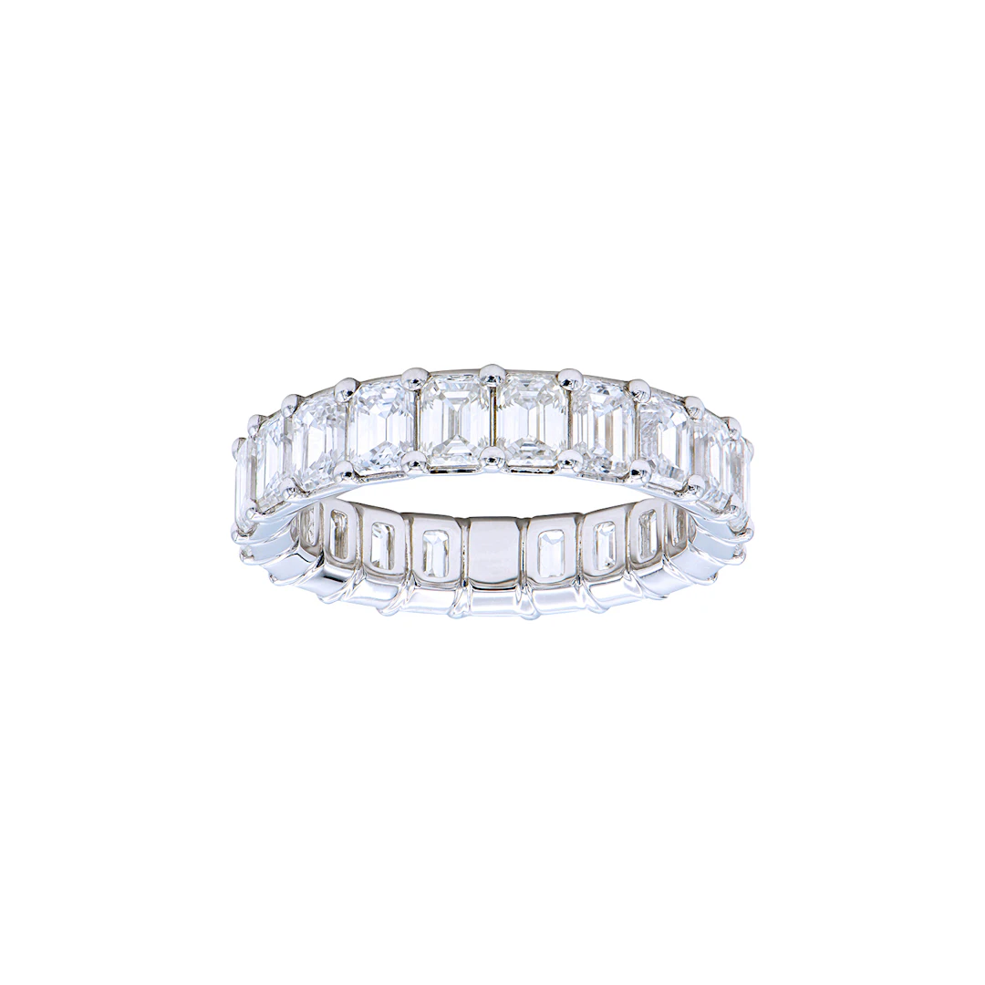 White Gold and 5.15ctw Emerald Cut Diamond Eternity Band Ring
