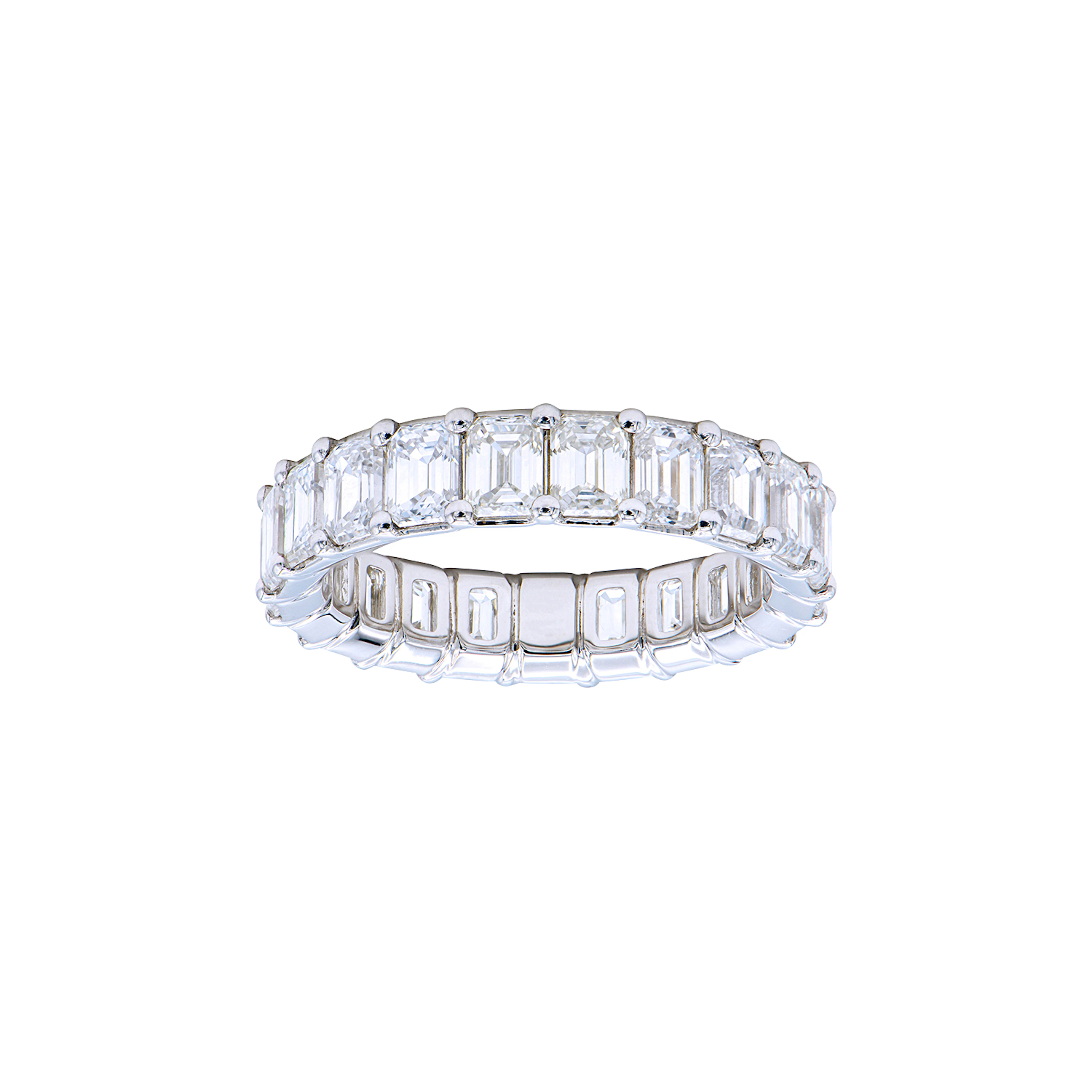 White Gold and 5.35ctw Emerald Cut Diamond Eternity Band Ring