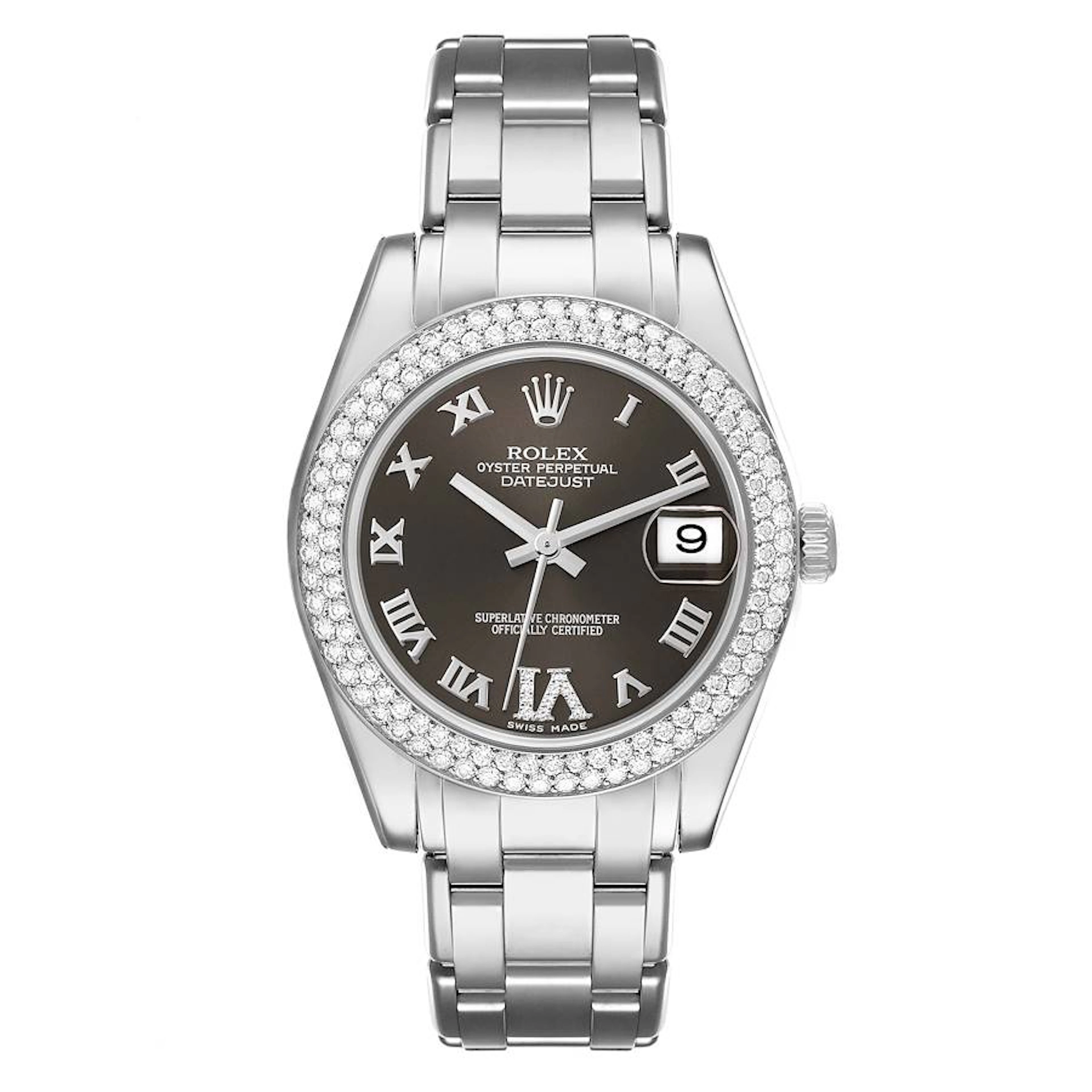 Pearlmaster (Reference 81339). A 34mm white gold diamond-set automatic