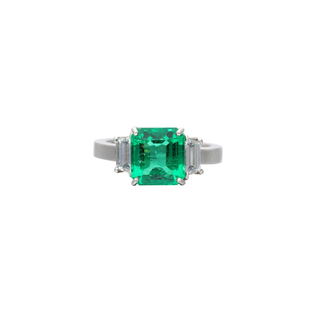 Platinum, 2.69ct Colombian Emerald and Diamond Ring
