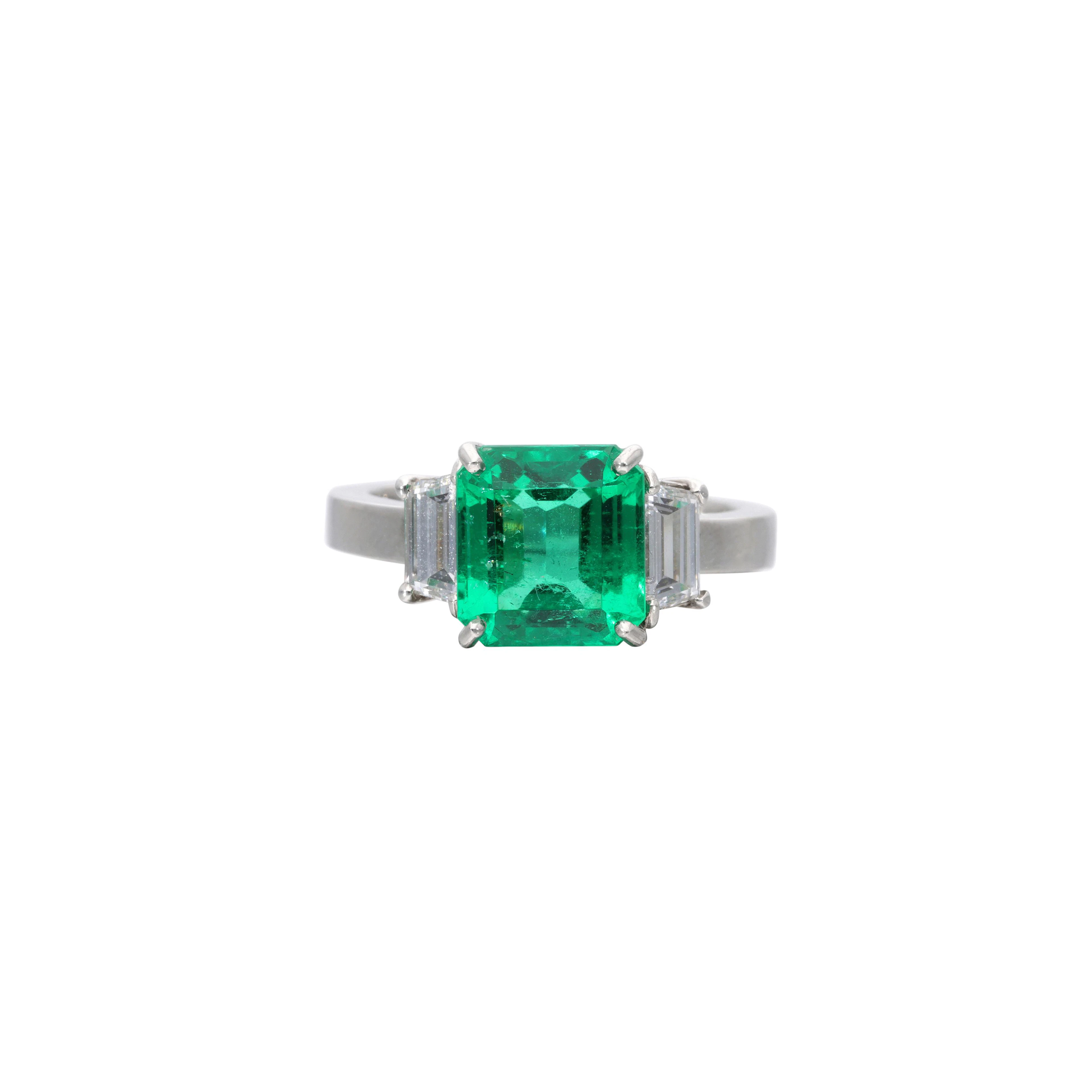 Platinum, 2.69ct Colombian Emerald and Diamond Ring