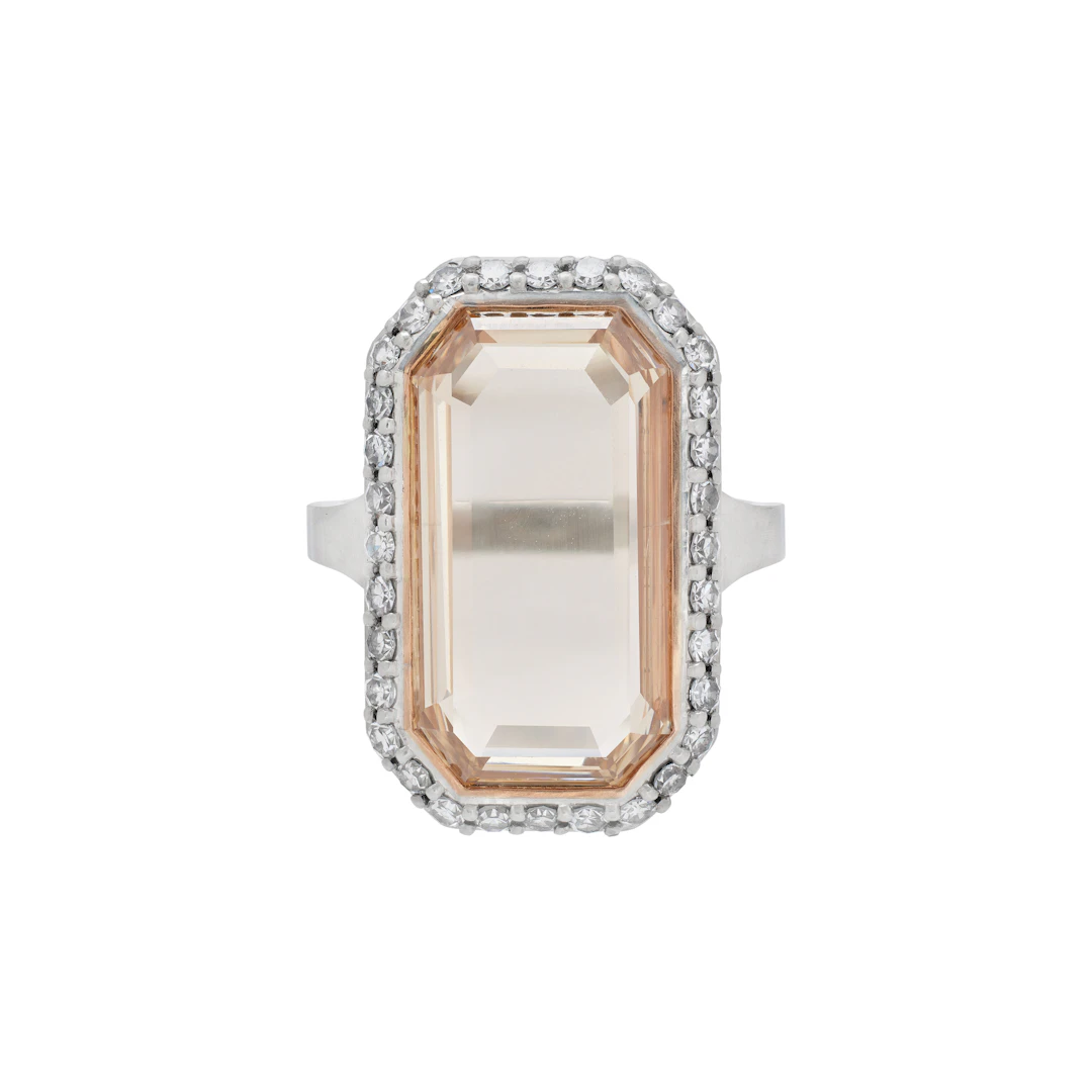 Platinum, Rose Gold, 6.28ct Portrait Cut Fancy Yellowish Brown Diamond