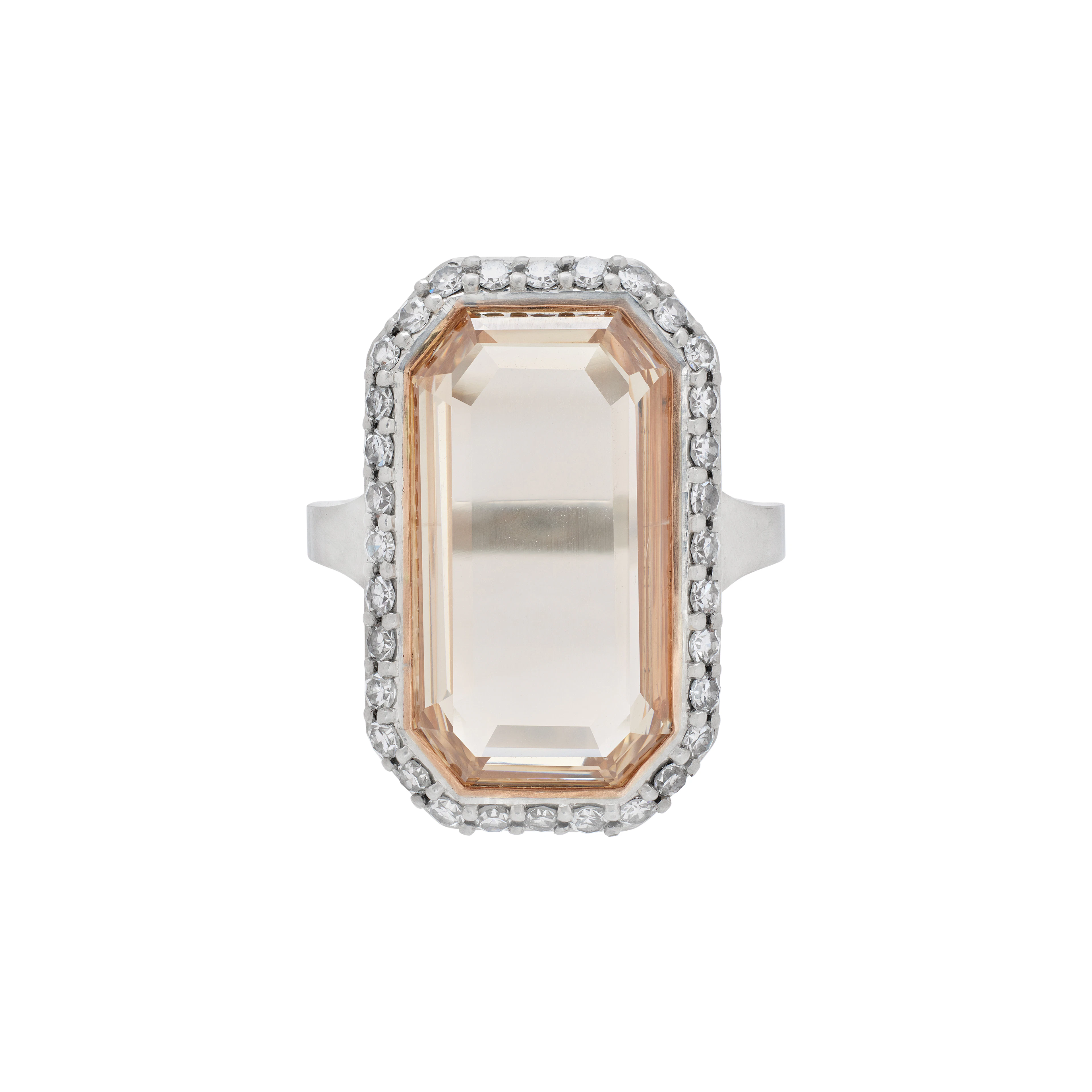 Platinum, Rose Gold, 6.28ct Portrait Cut Fancy Yellowish Brown Diamond