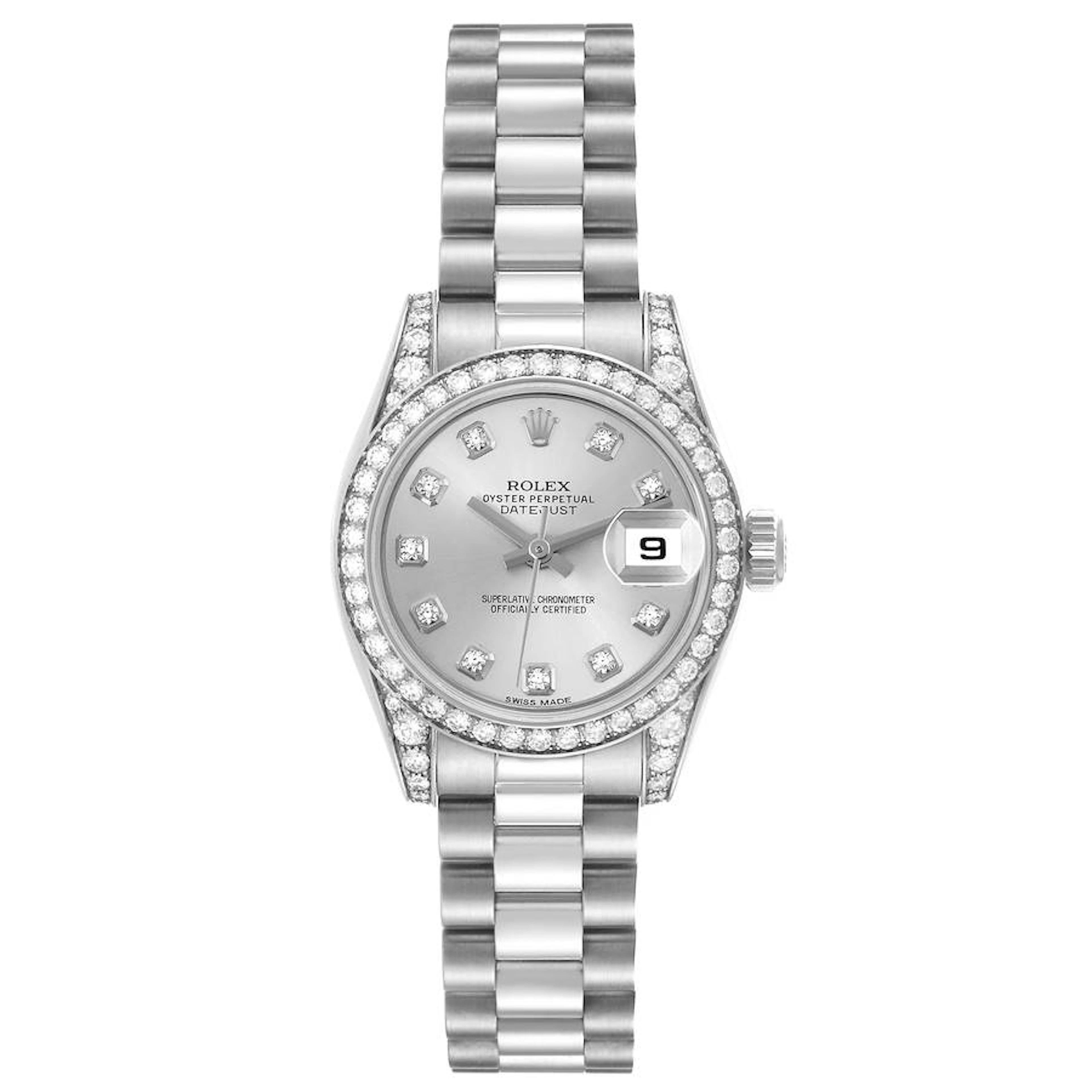 President Datejust (Reference 179159). A 26mm white gold diamond set