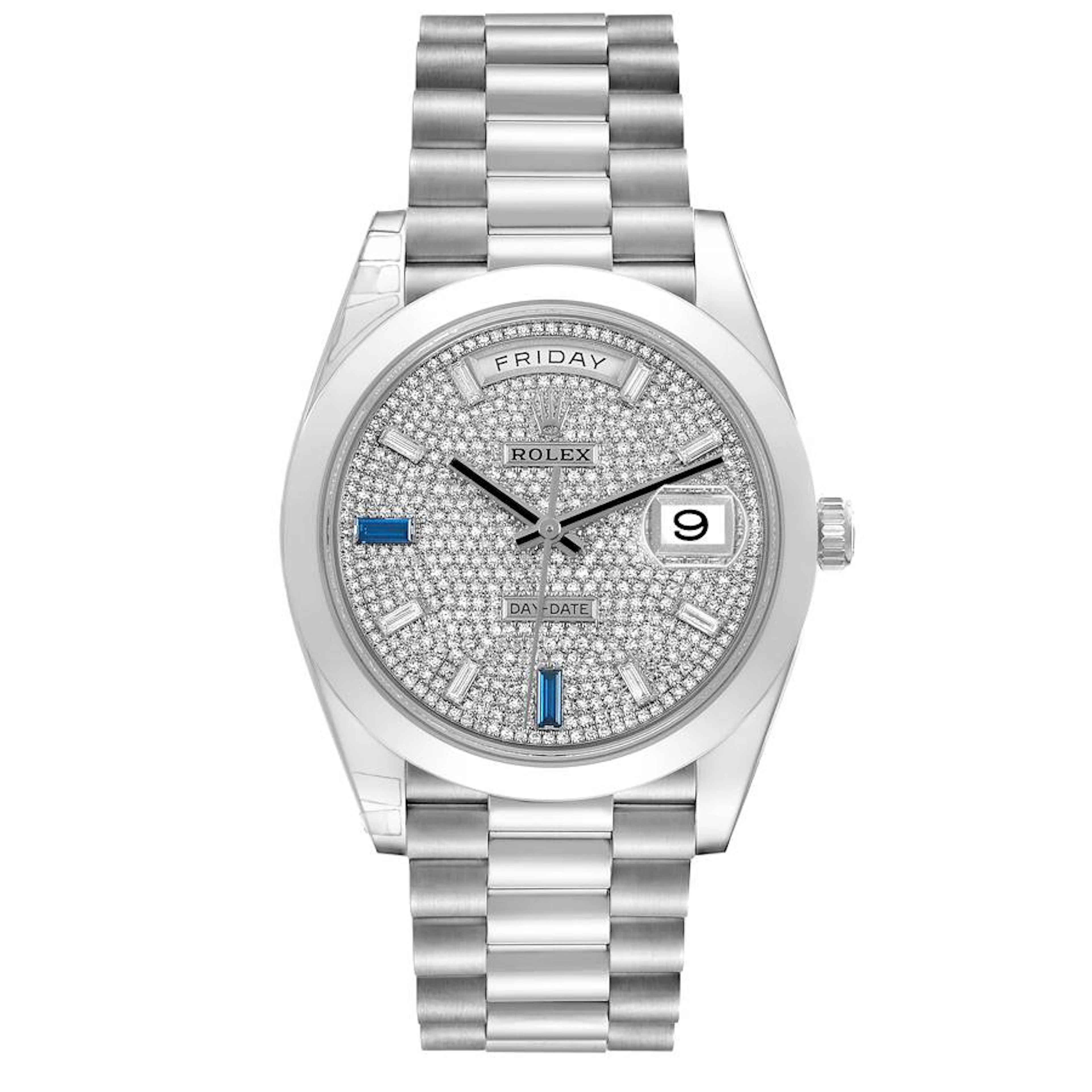 President Day-Date (Reference 228206). A 40mm platinum & diamond sapphire-set