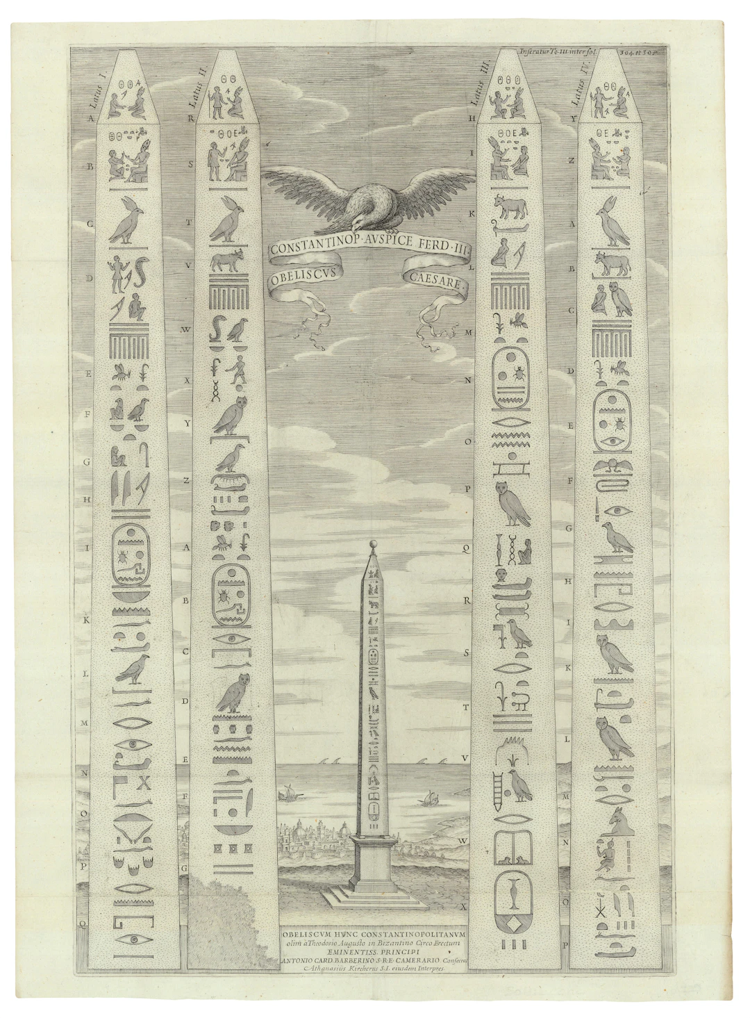The Obelisk of Theodosius, Constantinople | Plate from Oedipus Aegyptiacus