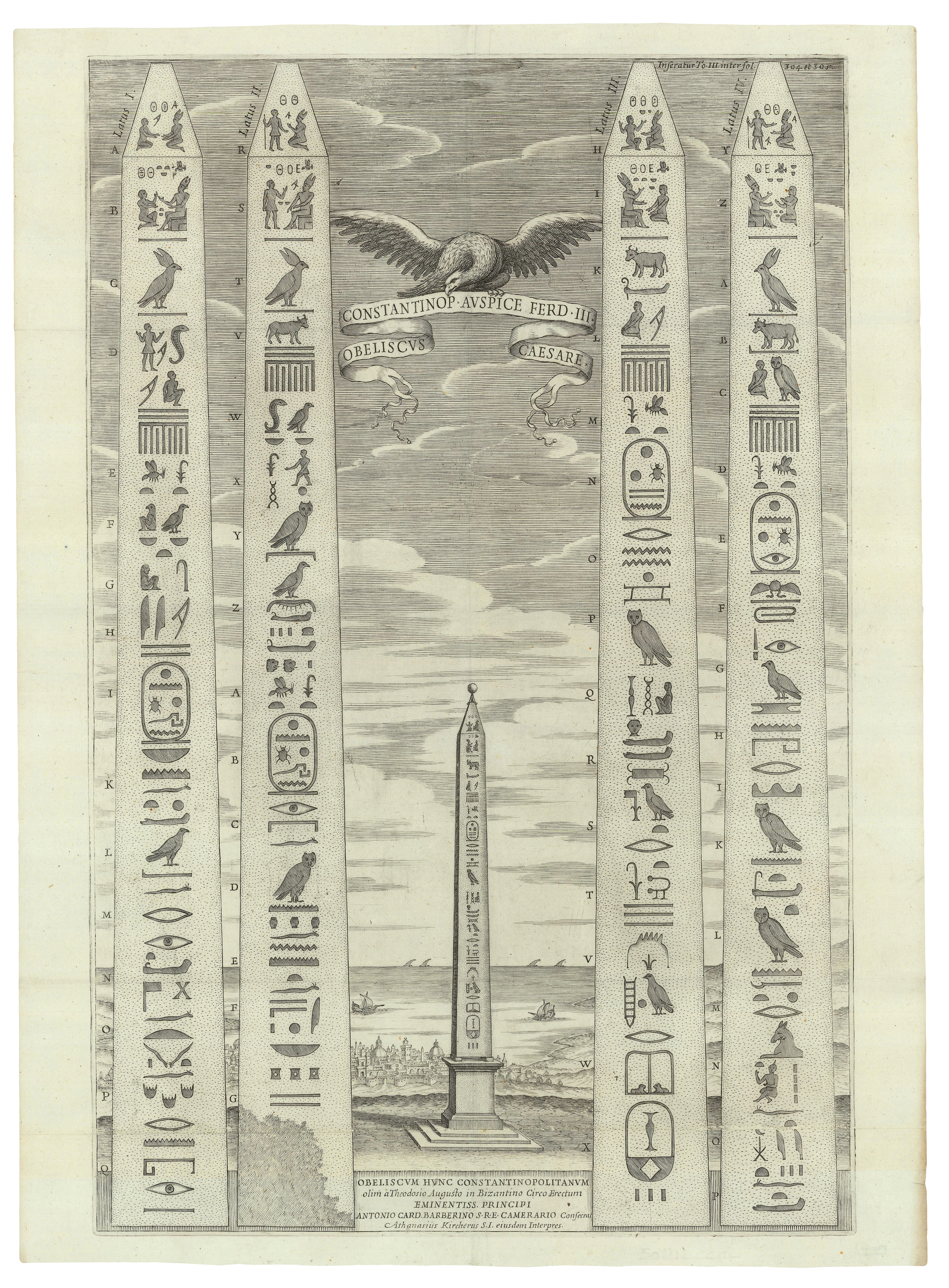 The Obelisk of Theodosius, Constantinople | Plate from Oedipus Aegyptiacus
