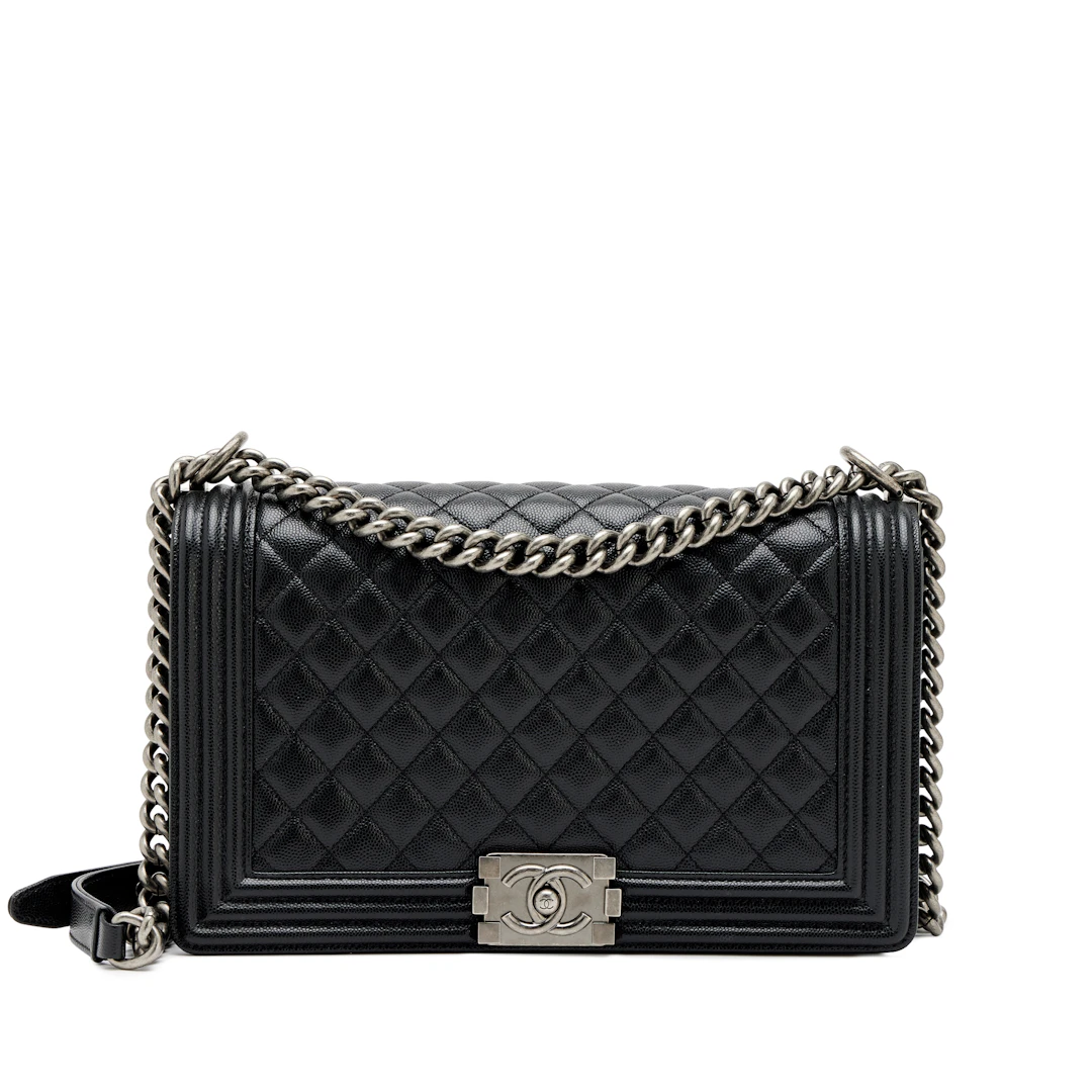 Black Quilted Caviar New Medium Boy Bag Ruthenium Hardware, 2019-2020
