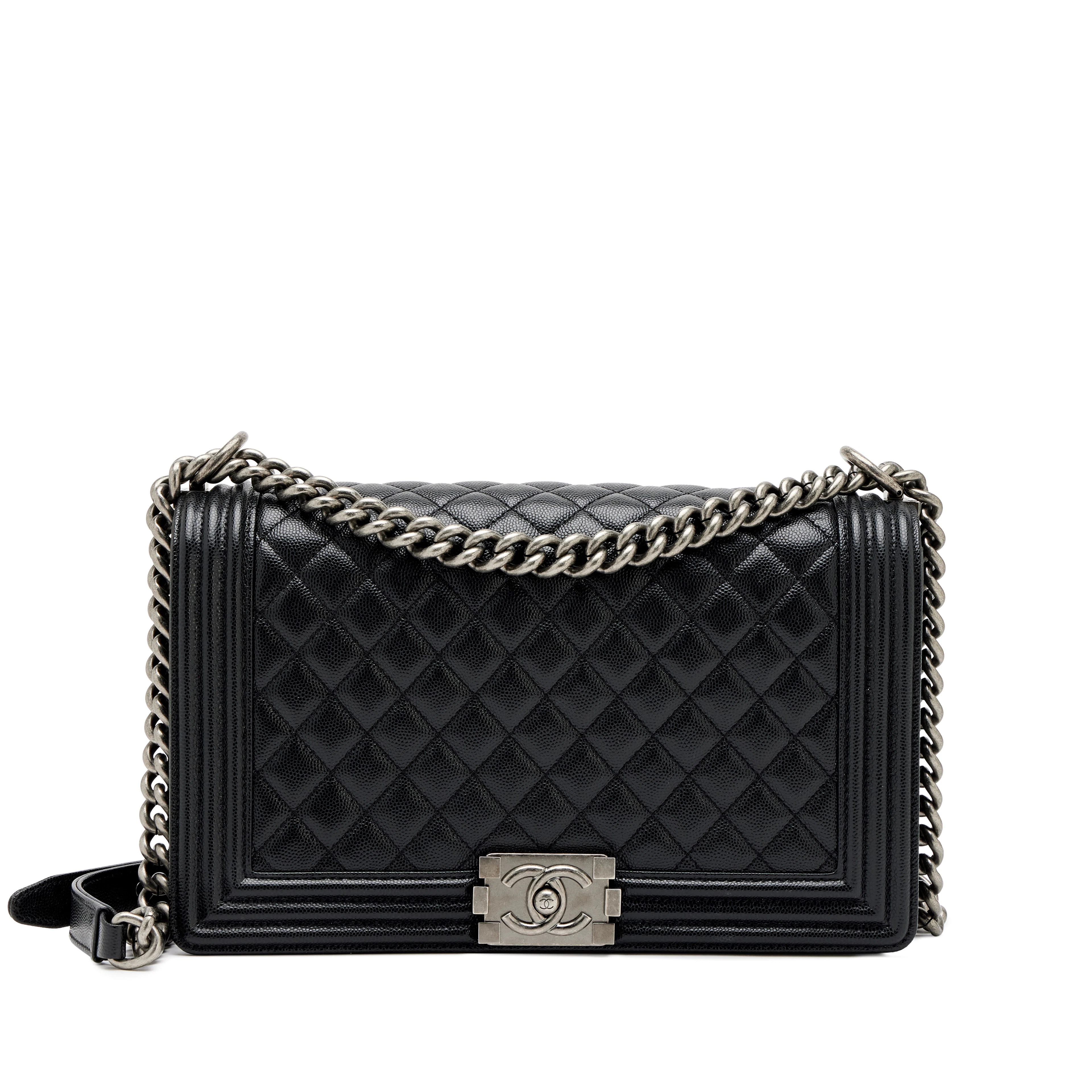 Black Quilted Caviar New Medium Boy Bag Ruthenium Hardware, 2019-2020