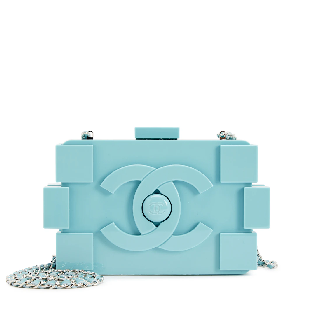 Light Baby Blue Plexiglass Supermarket Boy Brick Lego Minaudière Clutch