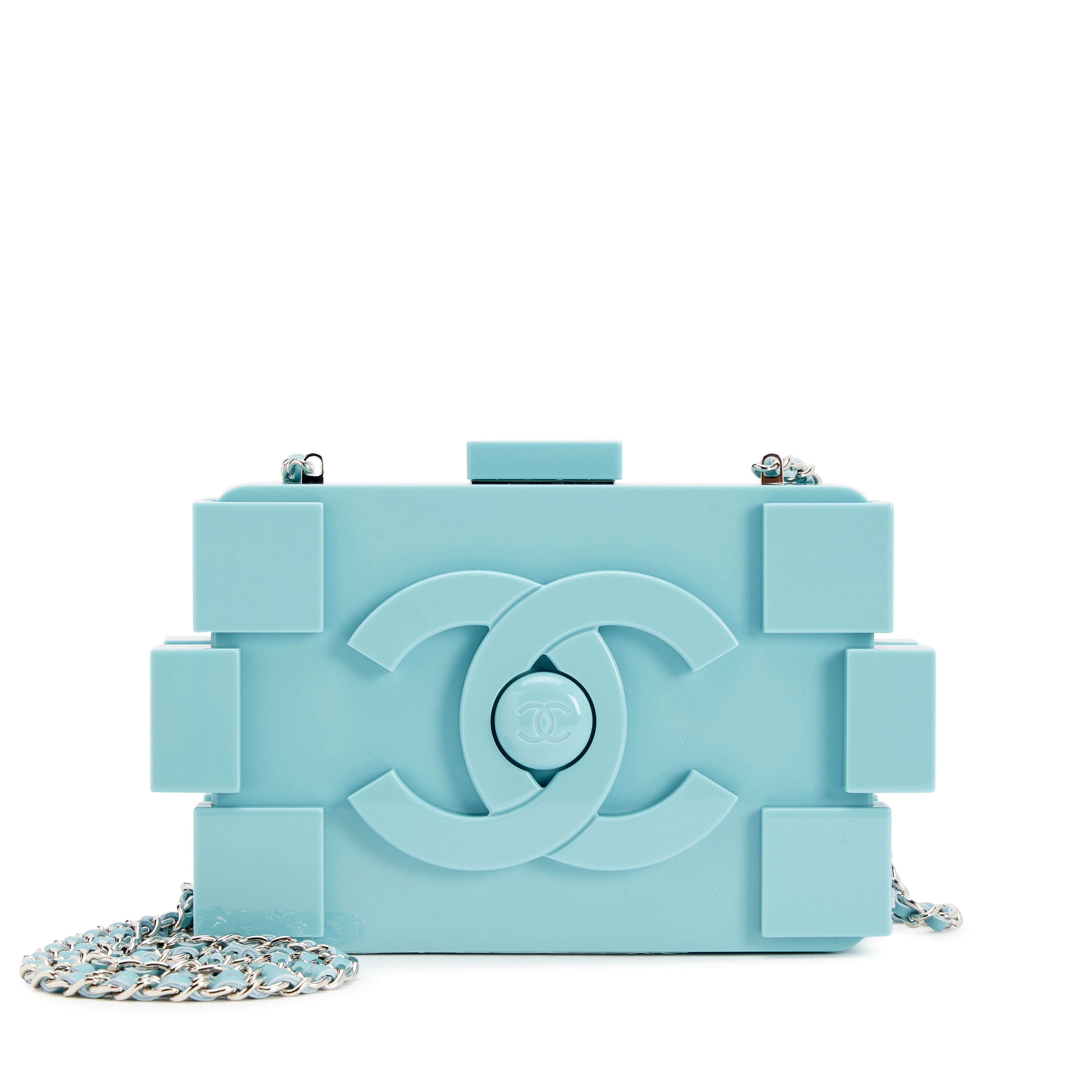 Light Baby Blue Plexiglass Supermarket Boy Brick Lego Minaudière Clutch