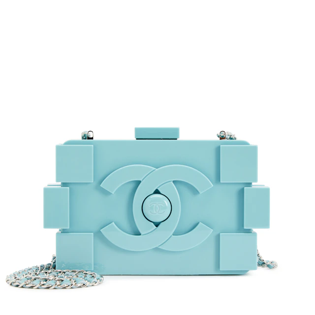 Light Baby Blue Plexiglass Supermarket Boy Brick Lego Minaudière Clutch
