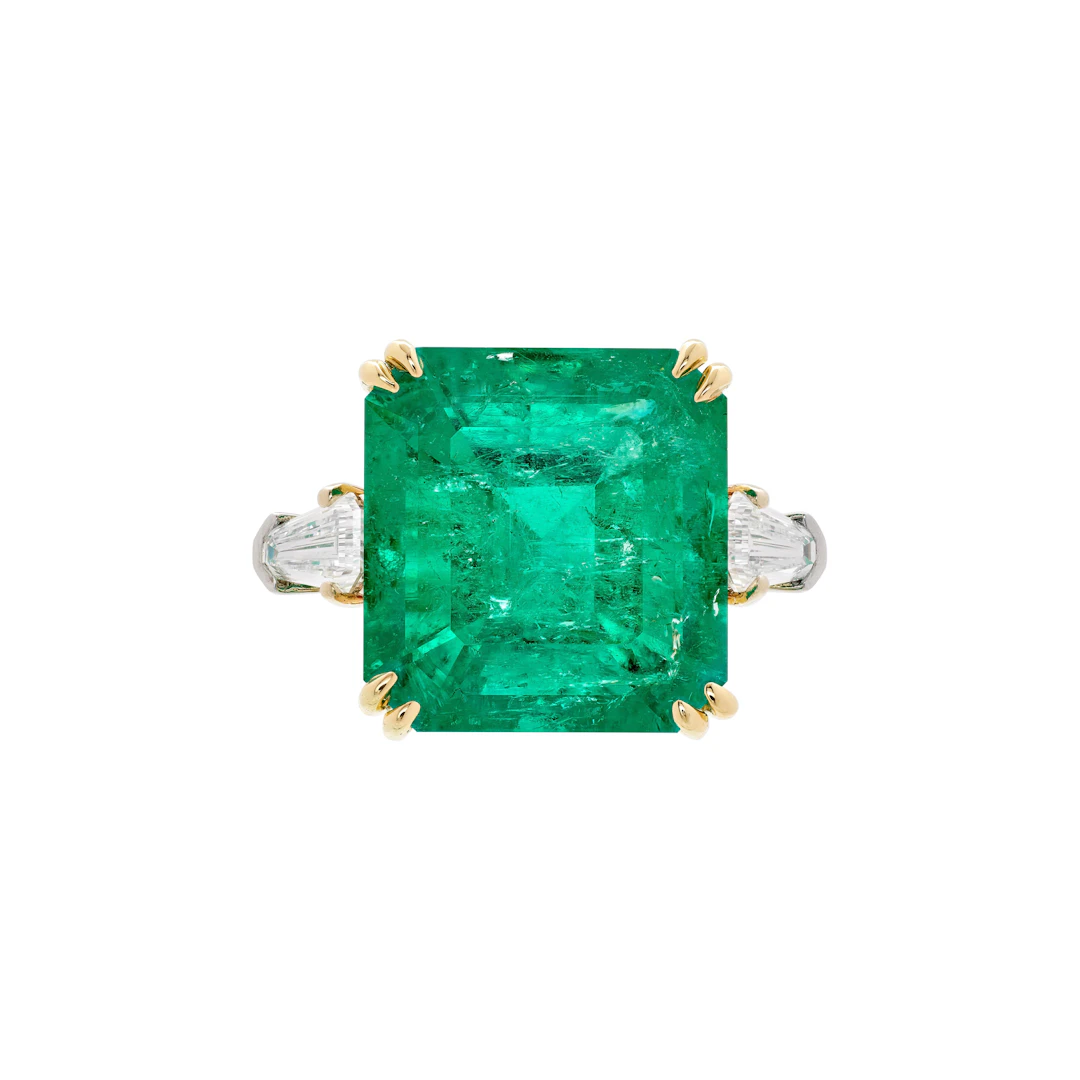 White Gold, Gold, 16.20ct Colombian Emerald and Diamond Ring