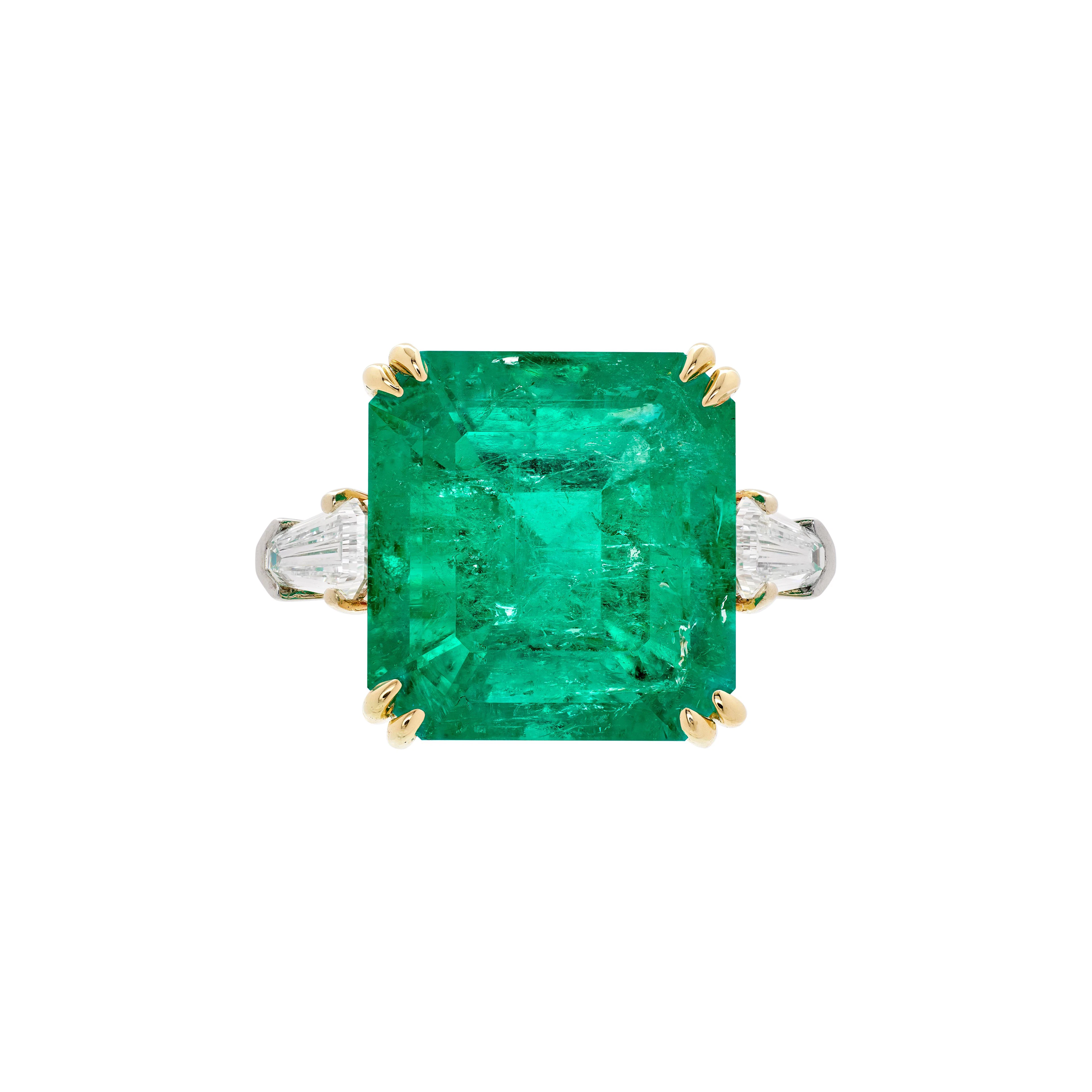 White Gold, Gold, 16.20ct Colombian Emerald and Diamond Ring
