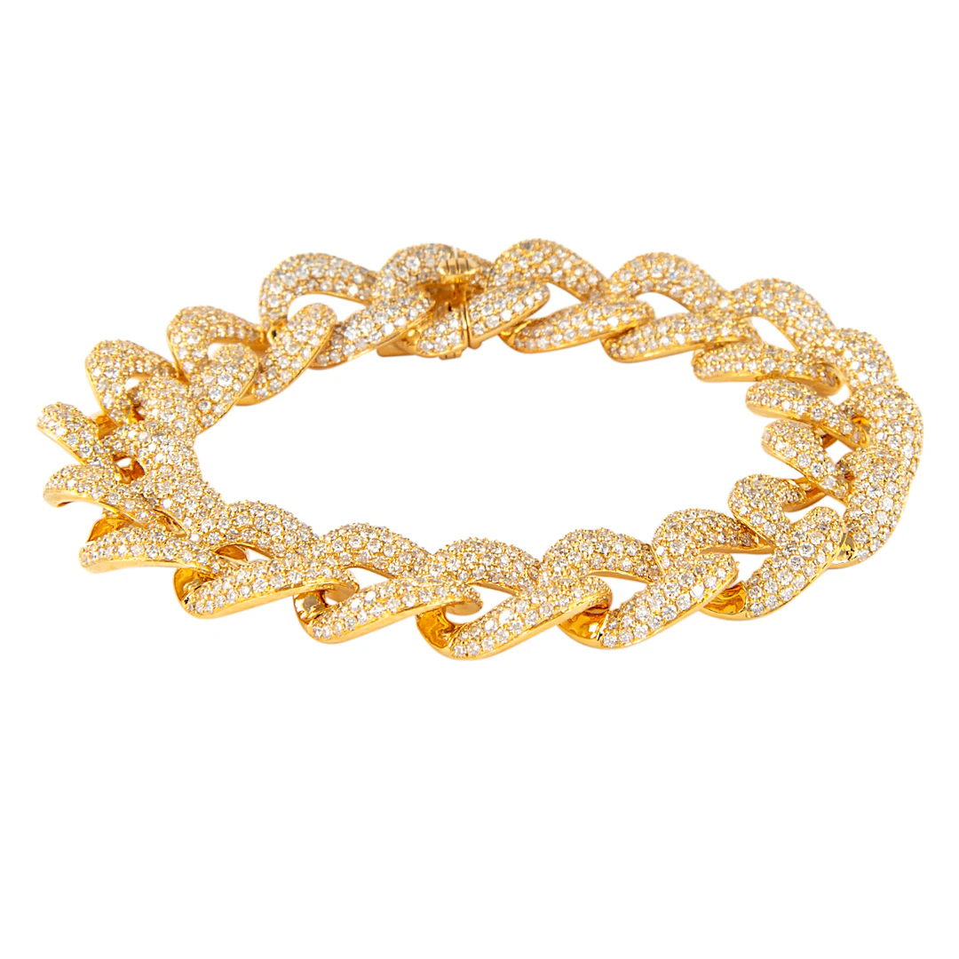 Gold and 11.35ct Diamond Cuban Link Bracelet