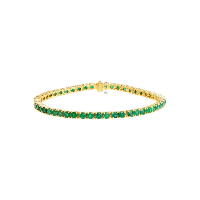 Gold and 5.10ctw Emerald Tennis Bracelet