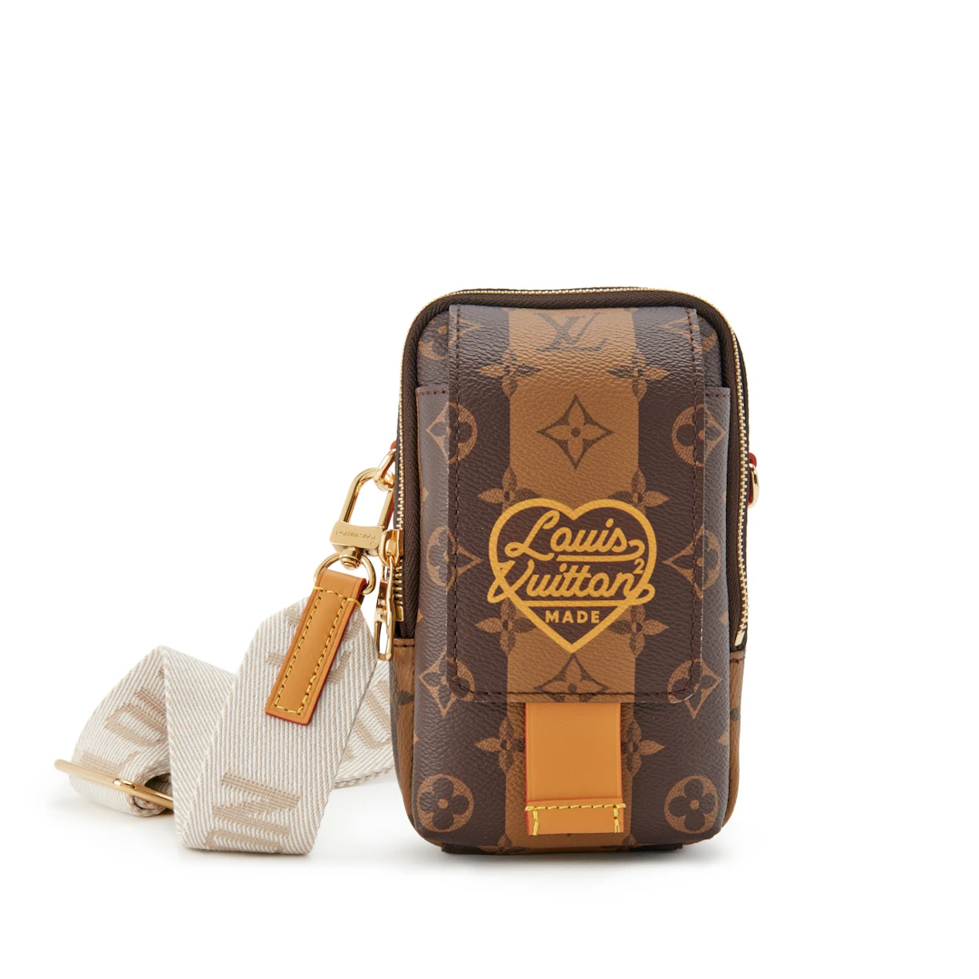 Virgil Abloh NIGO Brown Monogram Striped Coated Canvas Flap Double