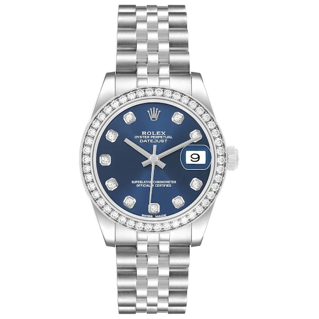 Datejust (Reference 178384). A 31mm white gold stainless steel diamond-set