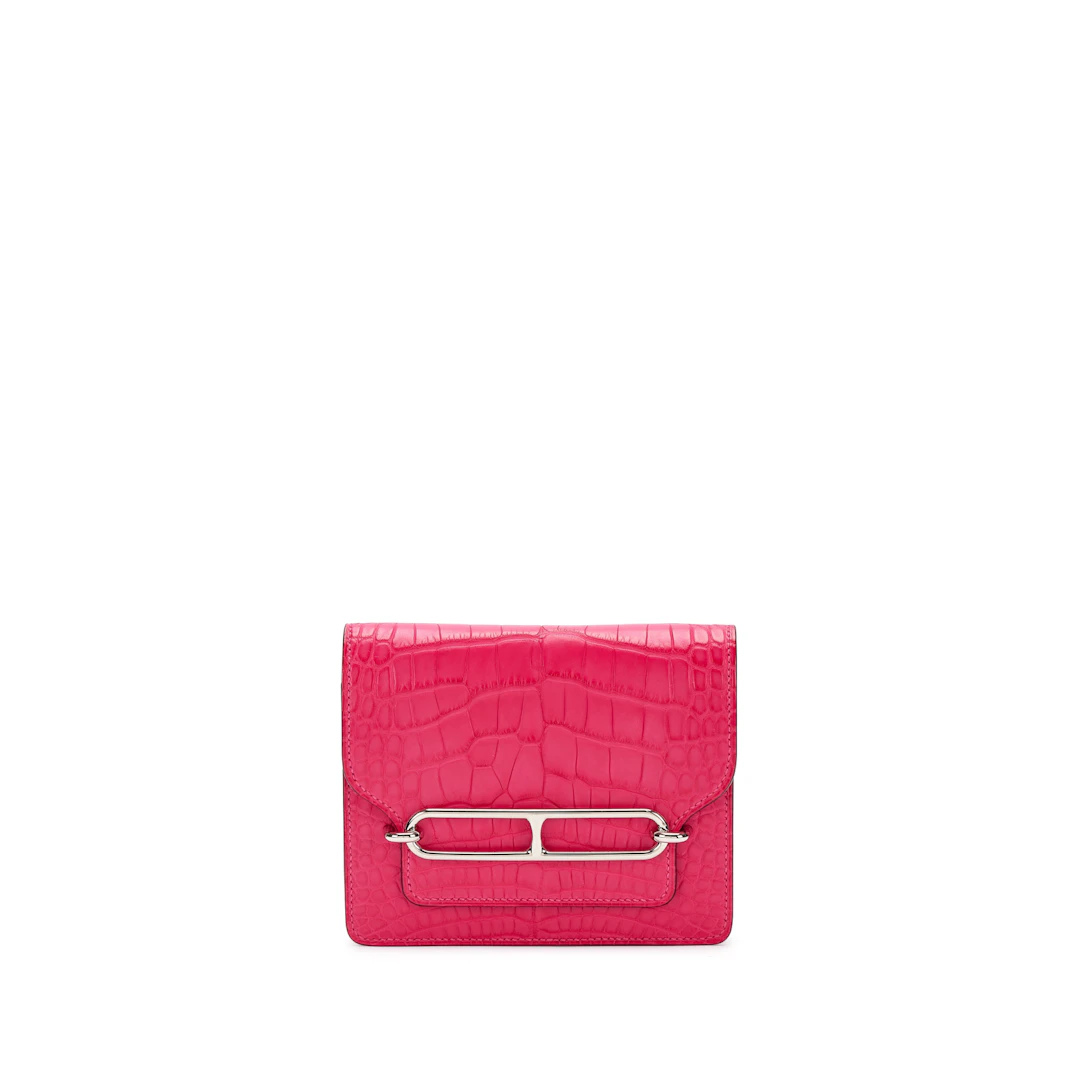 Rose Mexico Matte Alligator Roulis Slim Wallet Palladium Hardware, 2021