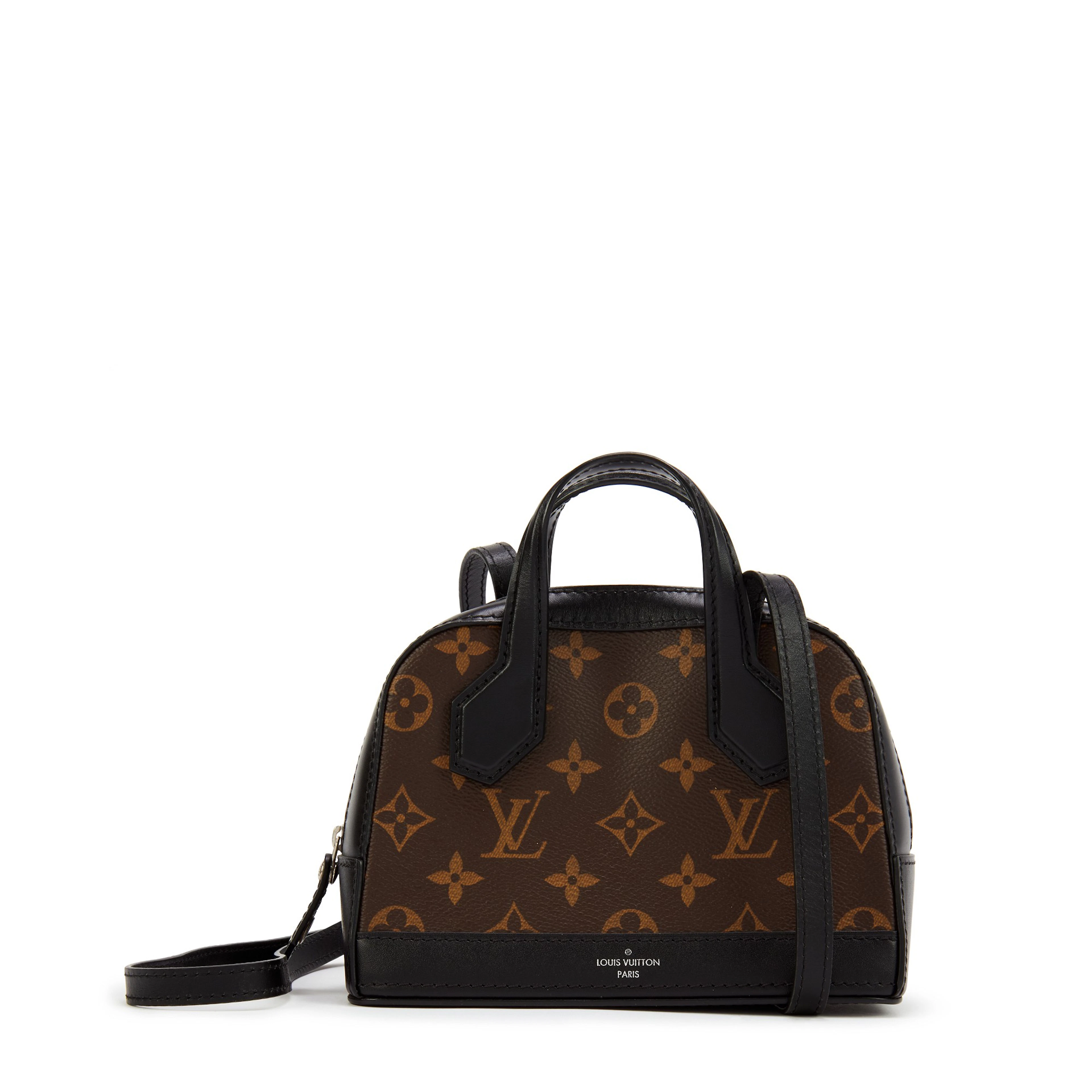 Black and Brown Monogram Coated Canvas and Calfskin Nano Dora Silver