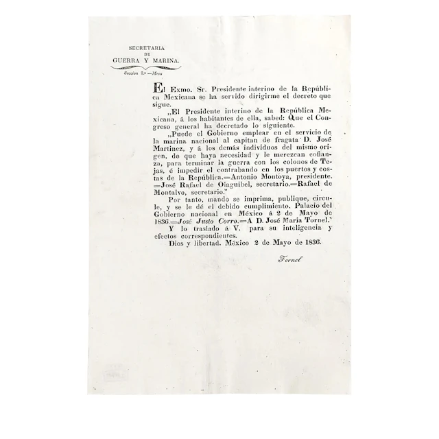 Mexican Broadside Enlisting Privateers To Fight Texans