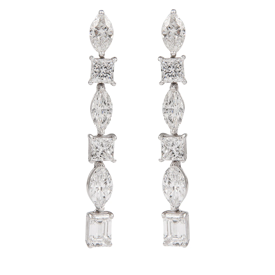 White Gold and 6.50ct Diamond Drop Earrings