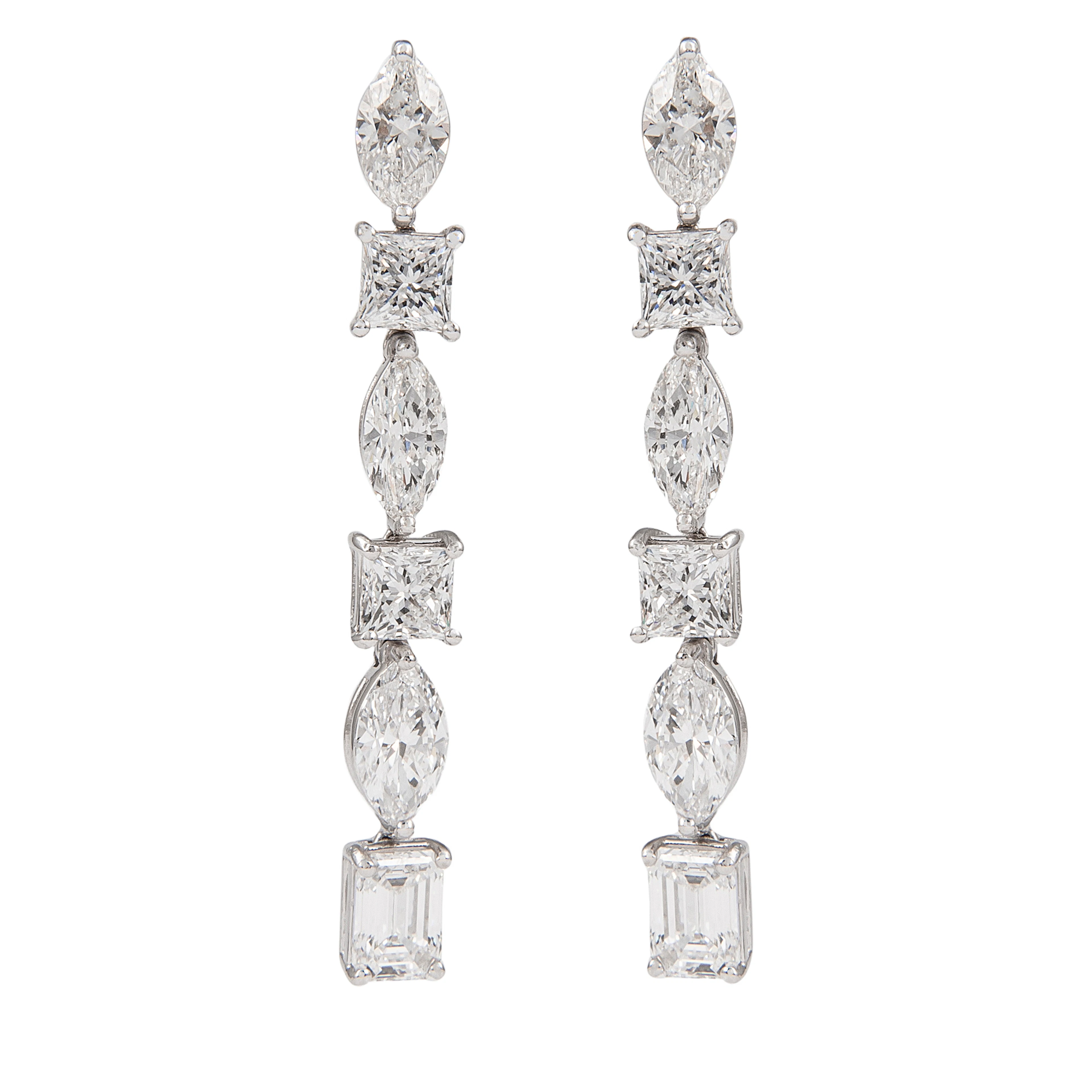White Gold and 6.50ct Diamond Drop Earrings