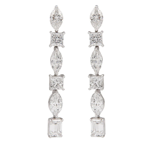 White Gold and 6.50ct Diamond Drop Earrings