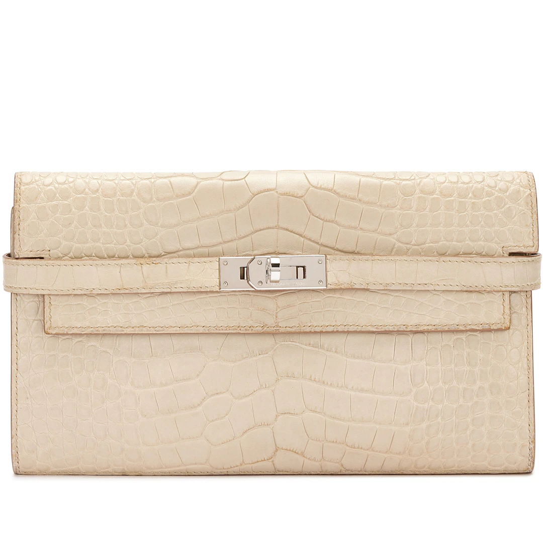 Beton Matte Alligator Kelly Wallet Palladium Hardware, 2013