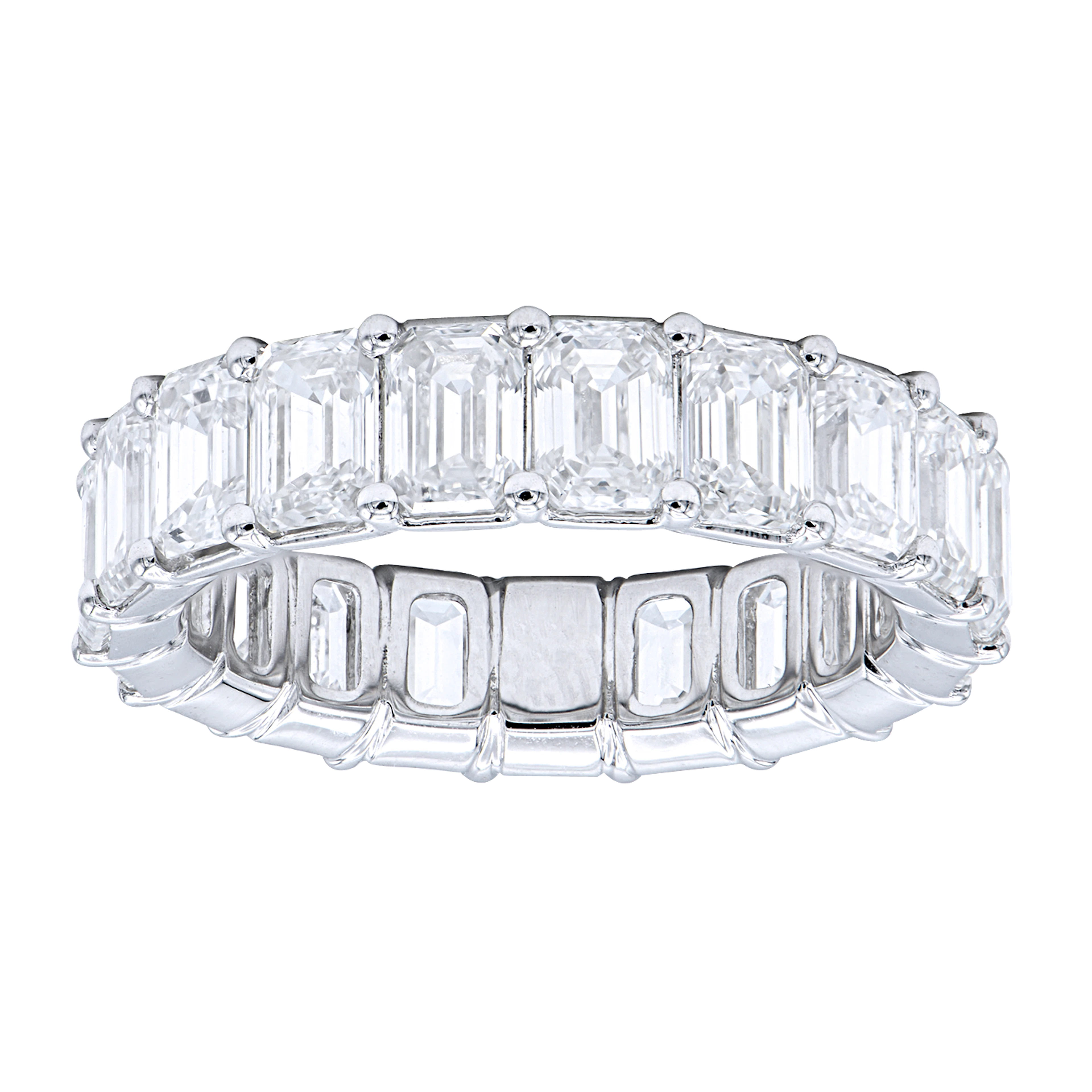 White Gold and 5.50ctw Emerald Cut Diamond Eternity Band Ring