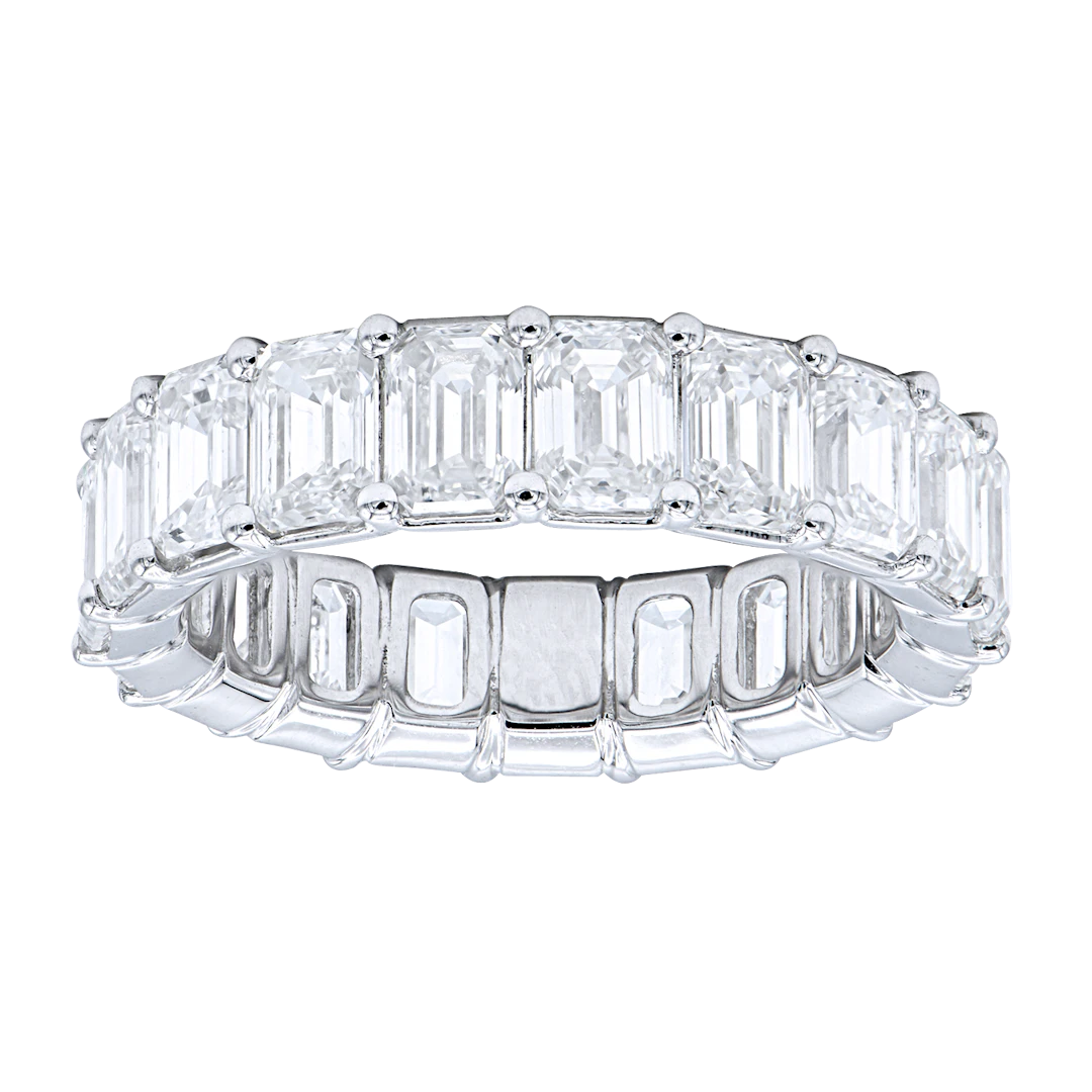 White Gold and 5.50ctw Emerald Cut Diamond Eternity Band Ring