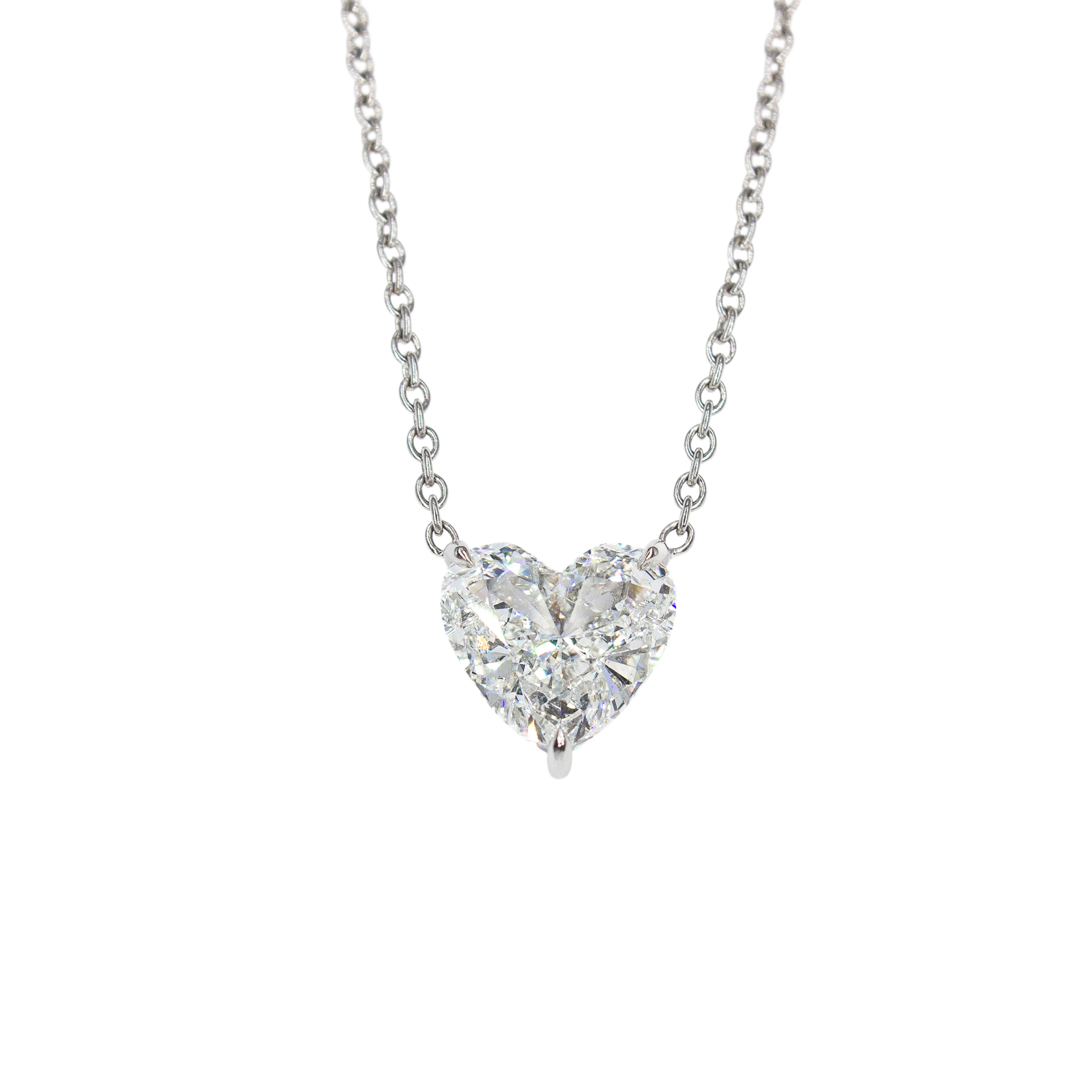 Platinum and 3.18ct Heart Shape Diamond Pendant Necklace