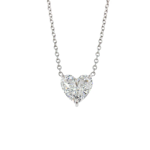Platinum and 3.18ct Heart Shape Diamond Pendant Necklace