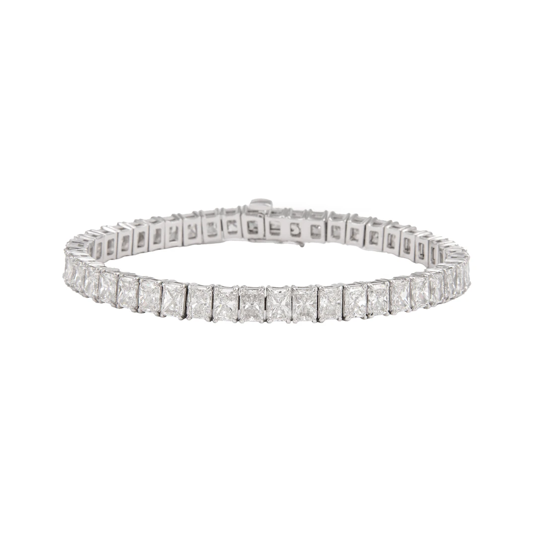 White Gold and 19.27ctw Radiant Cut Diamond Tennis Bracelet