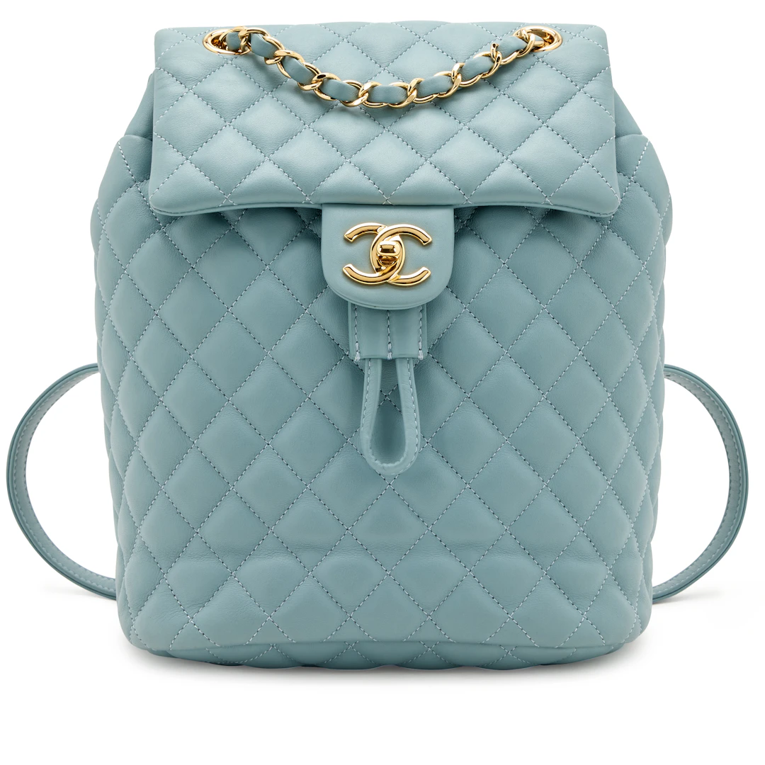 Blue Quilted Lambskin Small Urban Spirit Backpack Gold Hardware, 2018