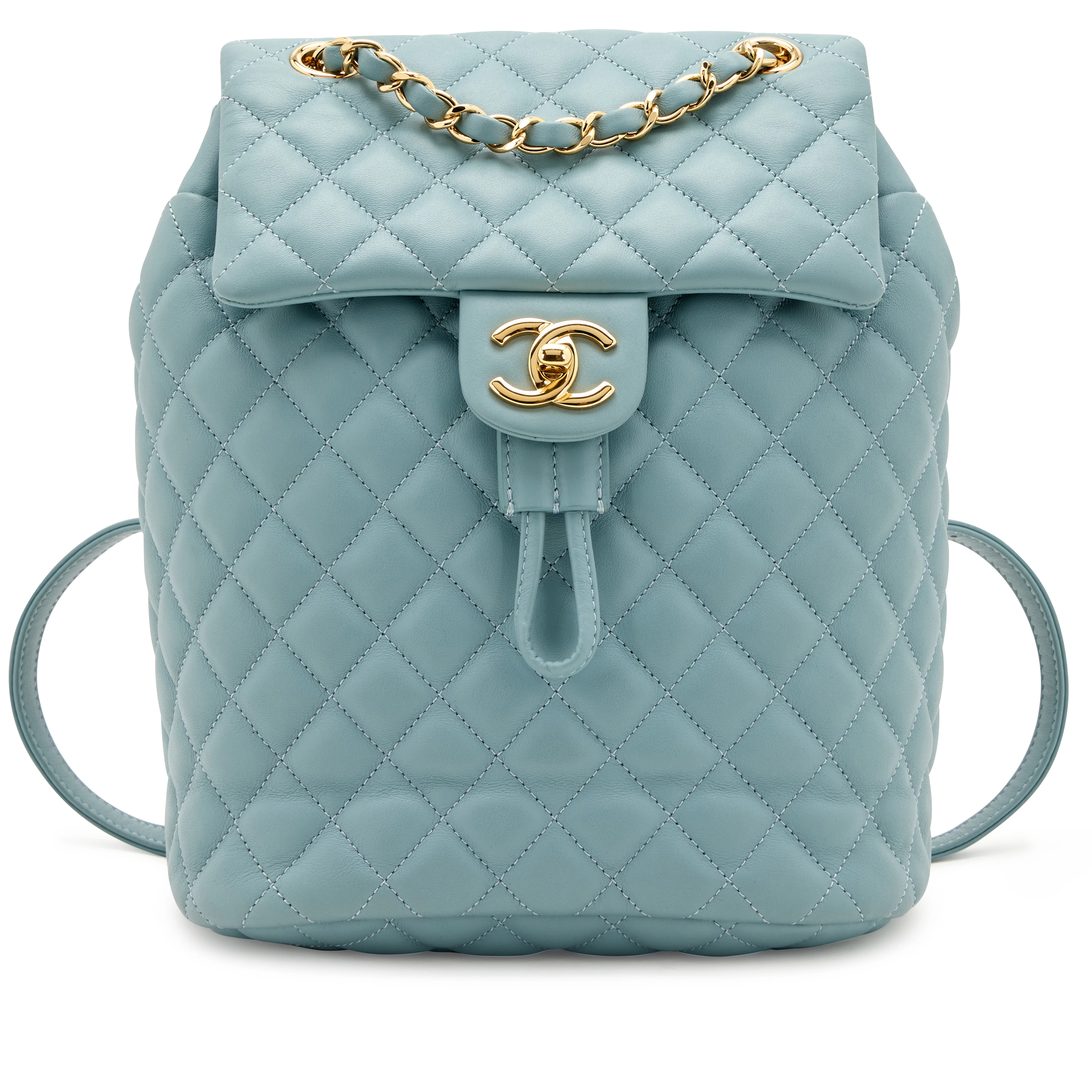 Blue Quilted Lambskin Small Urban Spirit Backpack Gold Hardware, 2018