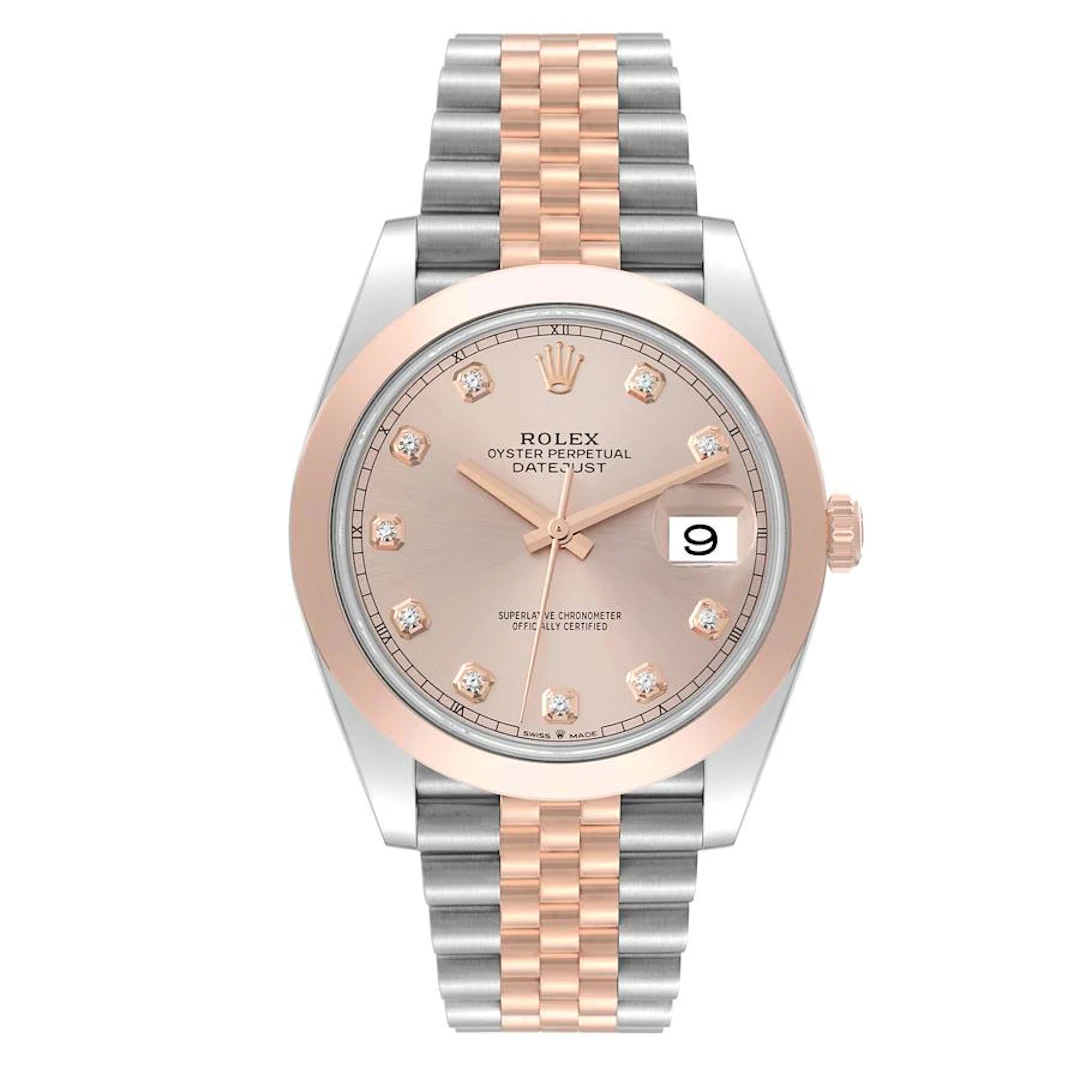 Datejust (Reference 126301). A 41mm rose gold stainless steel diamond-set