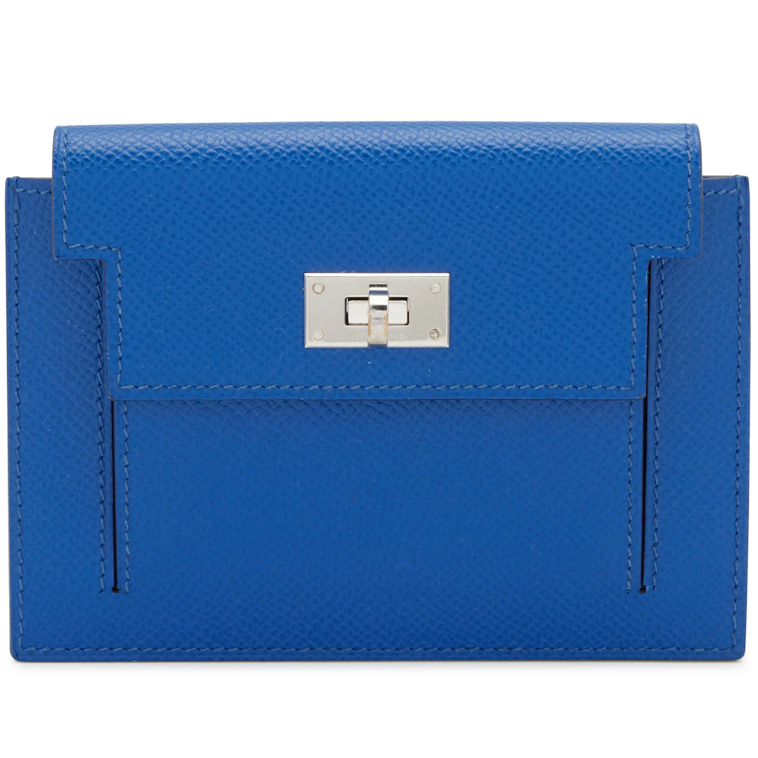 Bleu France Epsom Kelly Pocket Compact Wallet Palladium Hardware, 2022
