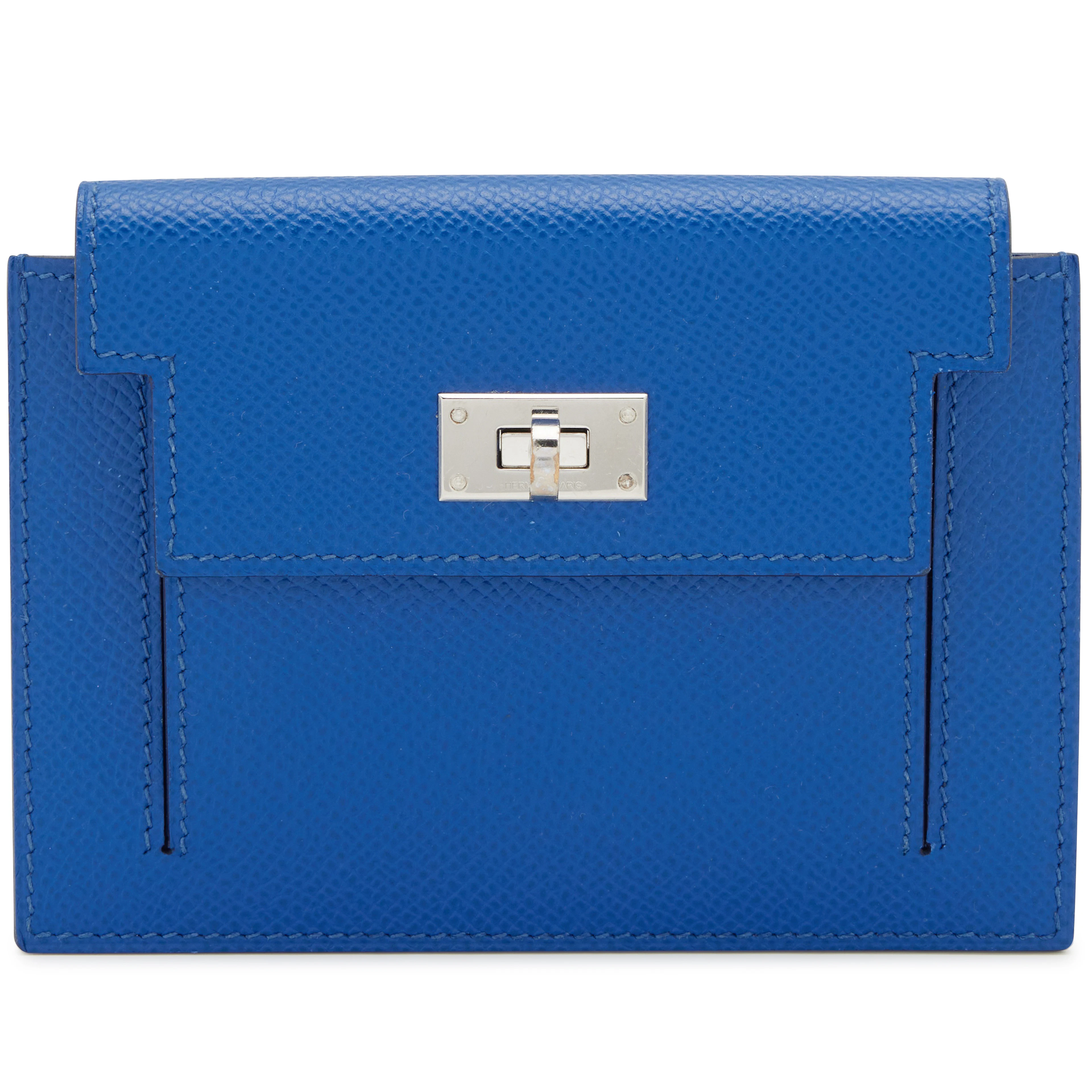 Bleu France Epsom Kelly Pocket Compact Wallet Palladium Hardware, 2022
